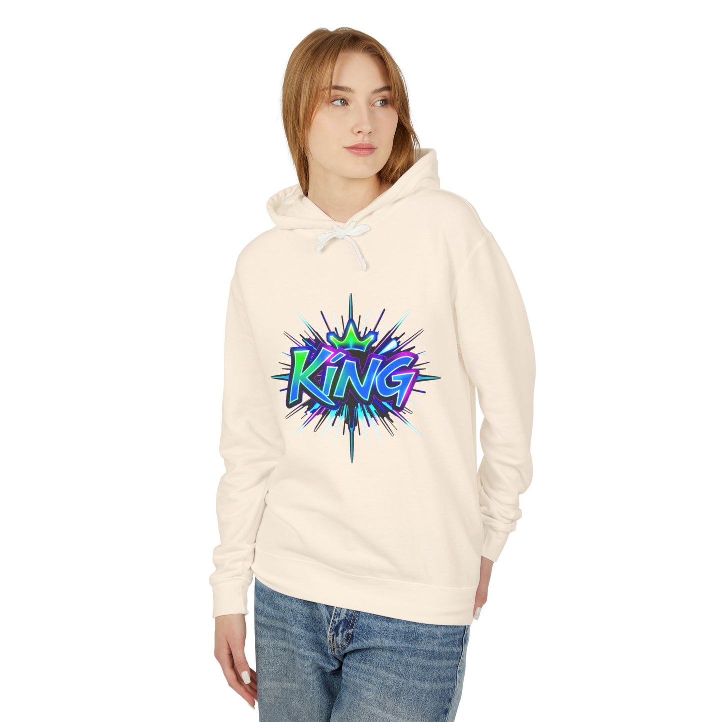 Colorful King Hoodie for Trendy Casual Wear, Unisex Lightweight Sweatshirt for Men & Women, Perfect Gift for Birthdays, Hip Hop Vibes, [...]