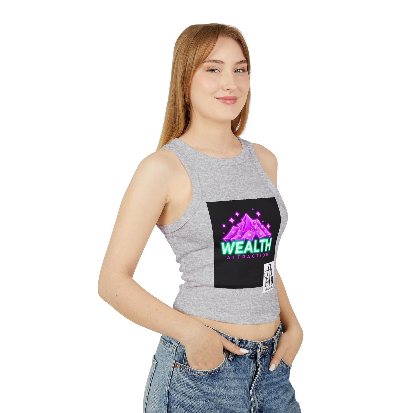 Wealth Attraction Racer Tank Top | Motivational Workout Top, Fitness Clothing, Gift for Her, Summer Essential, Self-Care Apparel