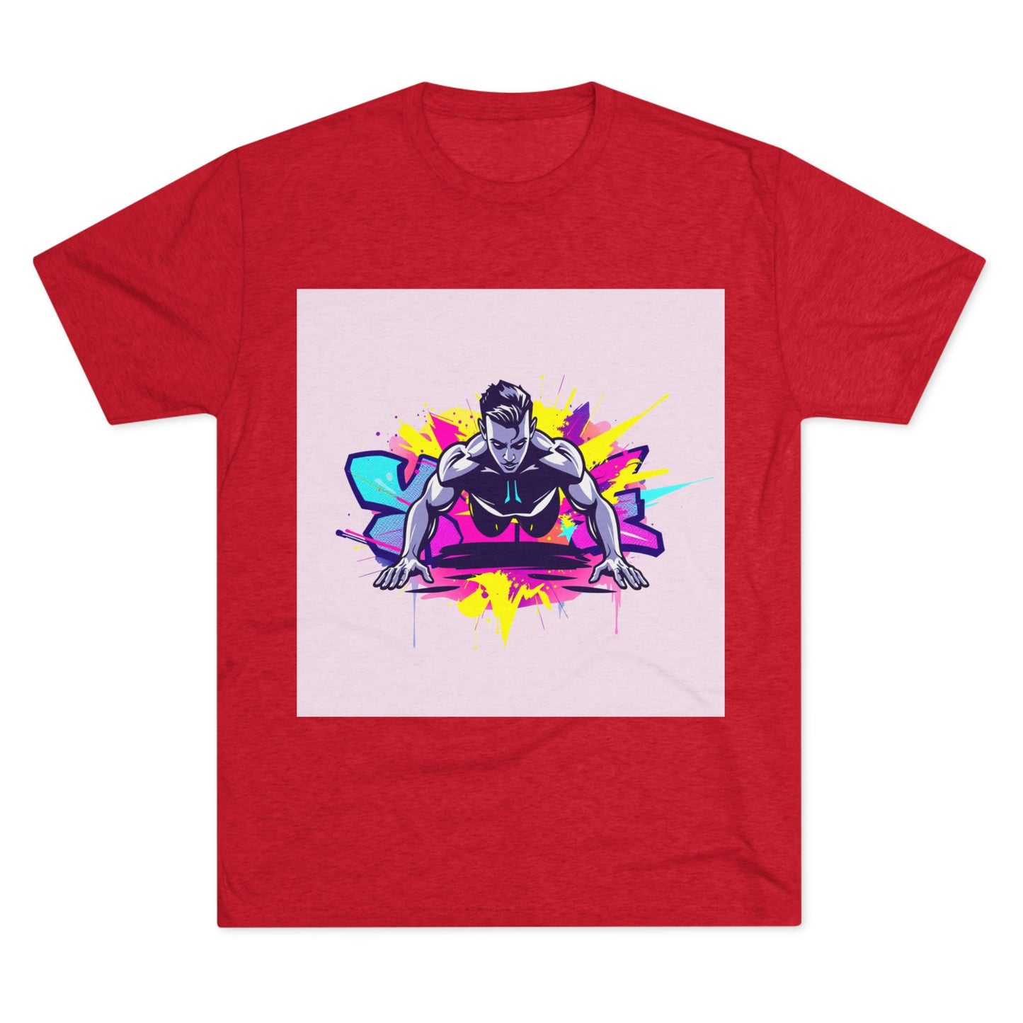 Fitness Motivation Tri-Blend Crew Tee - Vibrant Push-Up Design