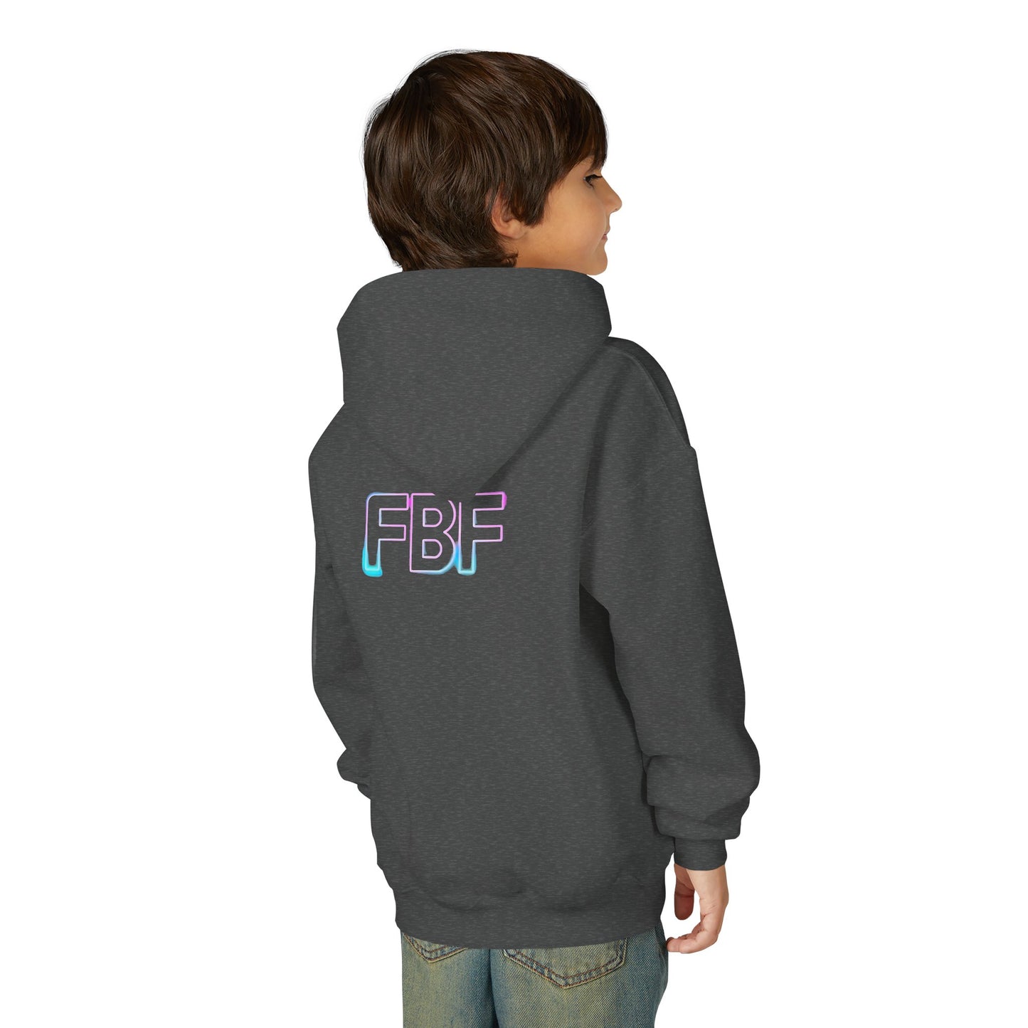 Youth Hoodie with Pastel Soundwave & FBF Back Print – Cute Music Graphic Pullover