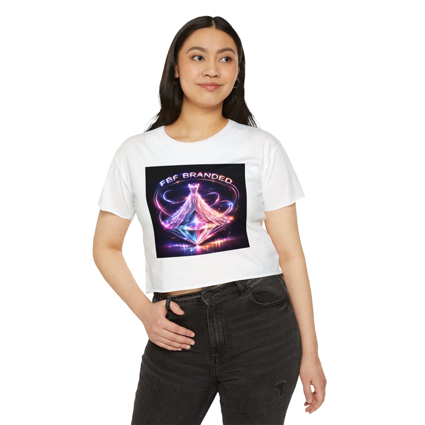 Festival Glow Crop Top — Neon 'FBF Branded' Rave Graphic