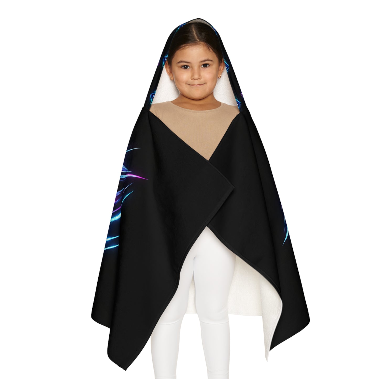 All Eyes On Me Youth Hooded Towel — Neon Galaxy Eye Beach & Pool Cover-Up