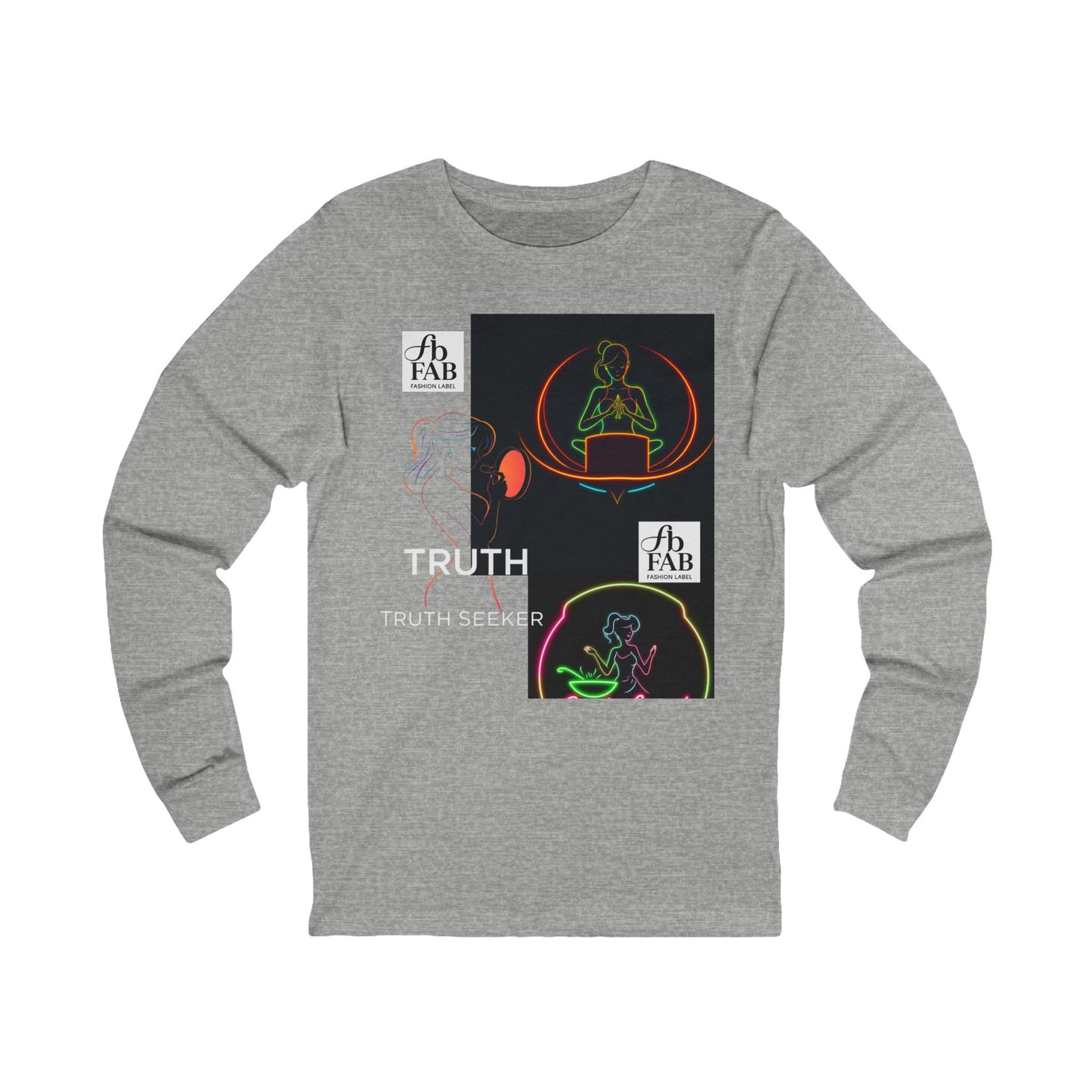 Neon Truth Long Sleeve Tee — Artistic Line-Drawn Figure Shirt