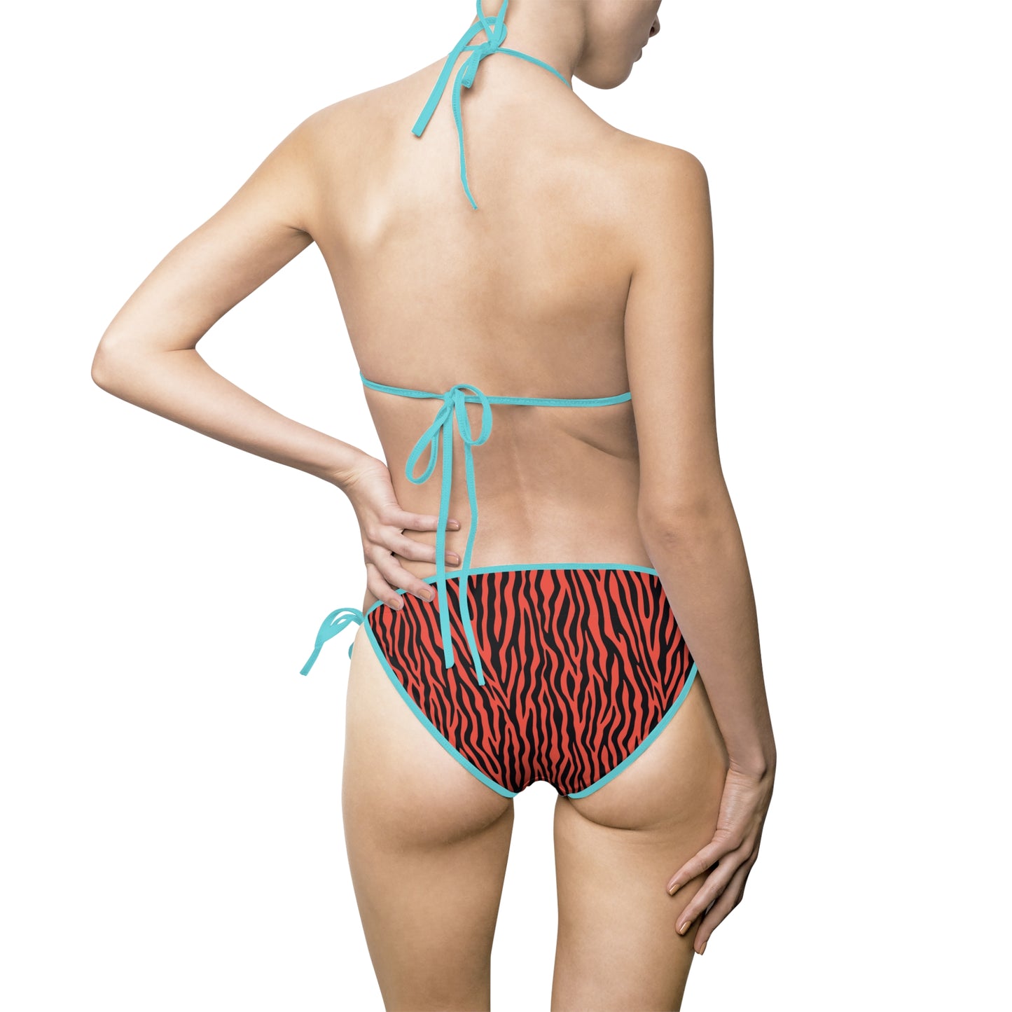 Red zebra  print Women's Bikini Swimsuit (AOP)