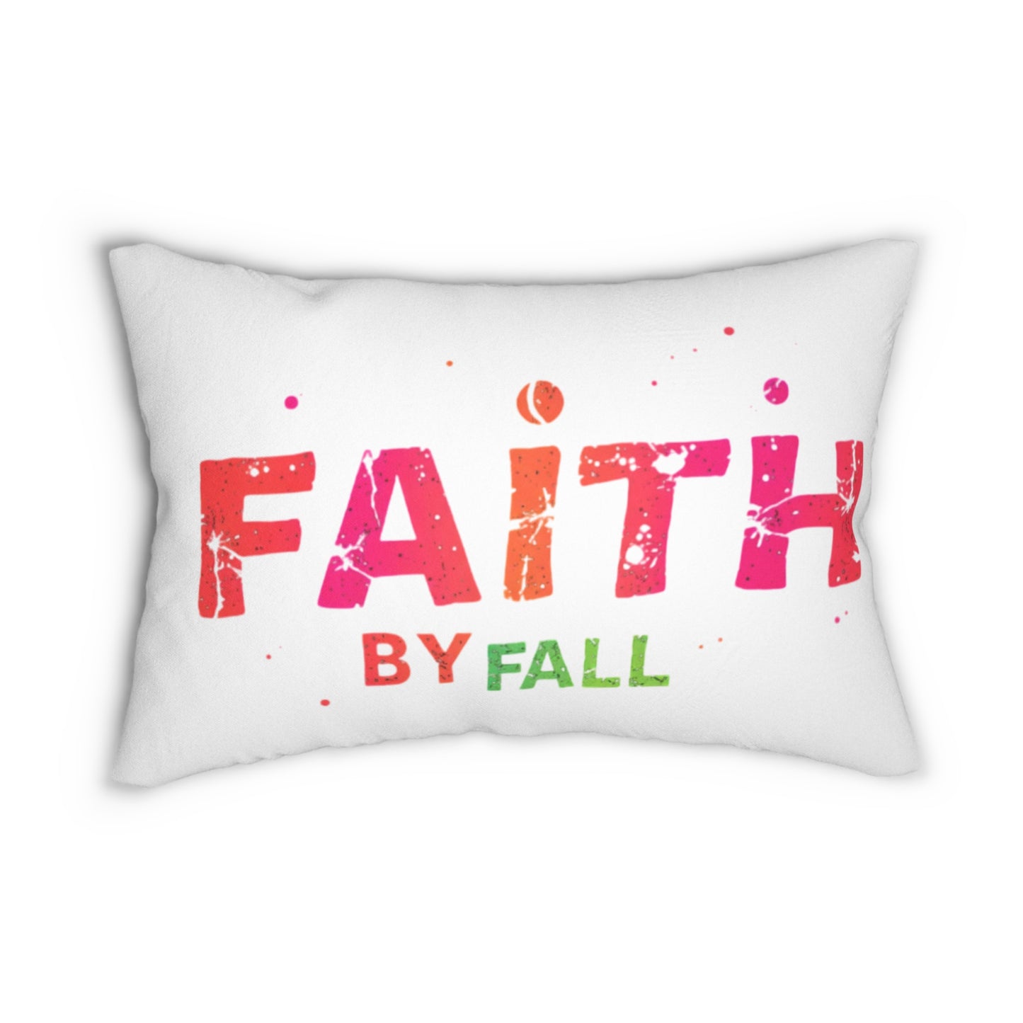 Spun Polyester Lumbar Pillow with 'Faith by Fall' Design, Cozy Home Decor, Inspirational Gift, Autumn Accent, Prayer Room Decoration