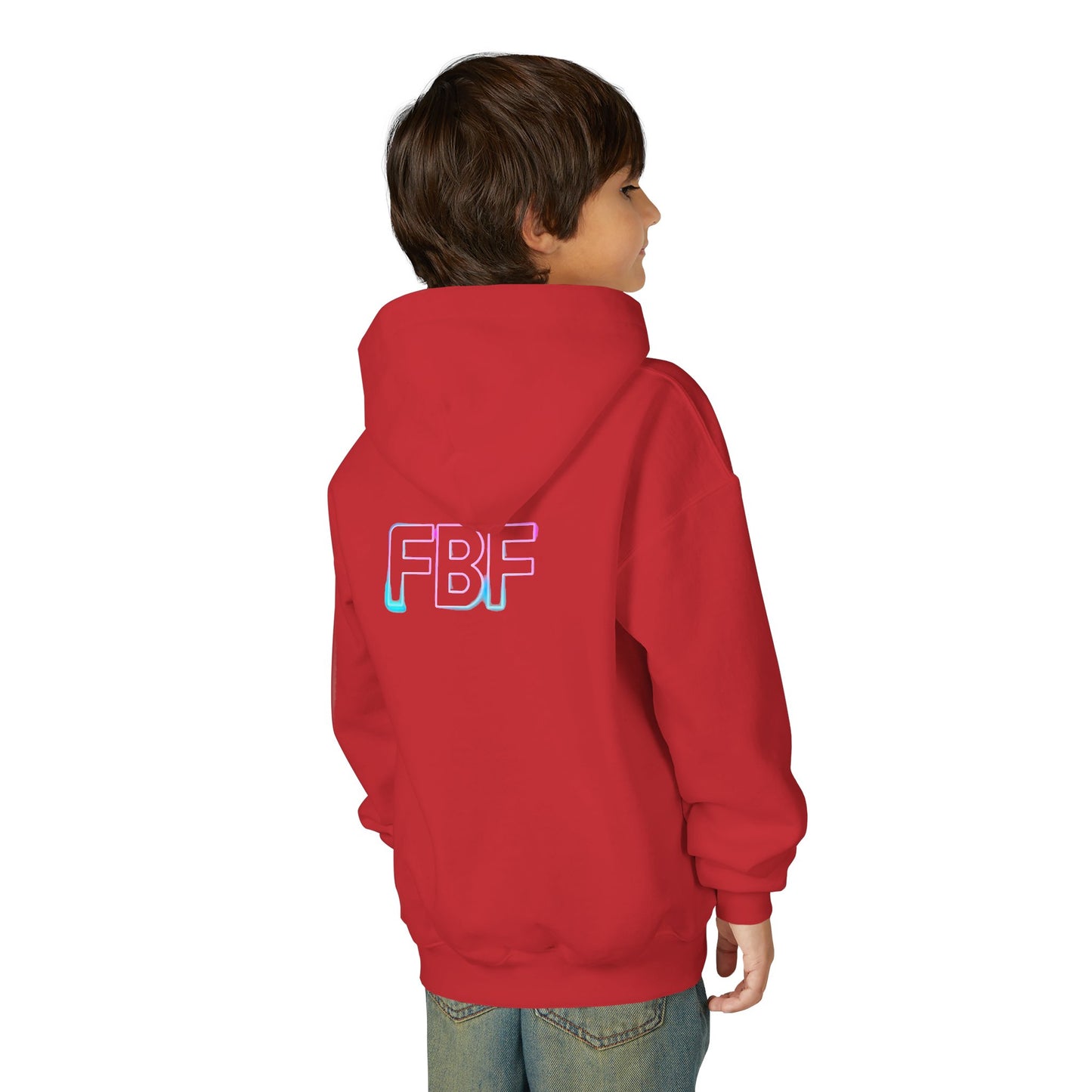 Youth Hoodie with Pastel Soundwave & FBF Back Print – Cute Music Graphic Pullover