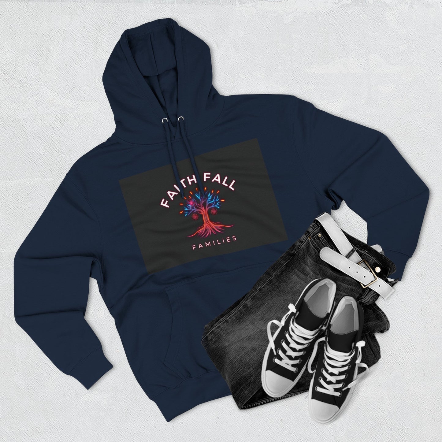 Faith Fall Families Fleece Hoodie, Gift for Faithful Friends, Cozy Layer, Casual Wear, Fall Fashion, Trendy Outfits, Family Gatherings