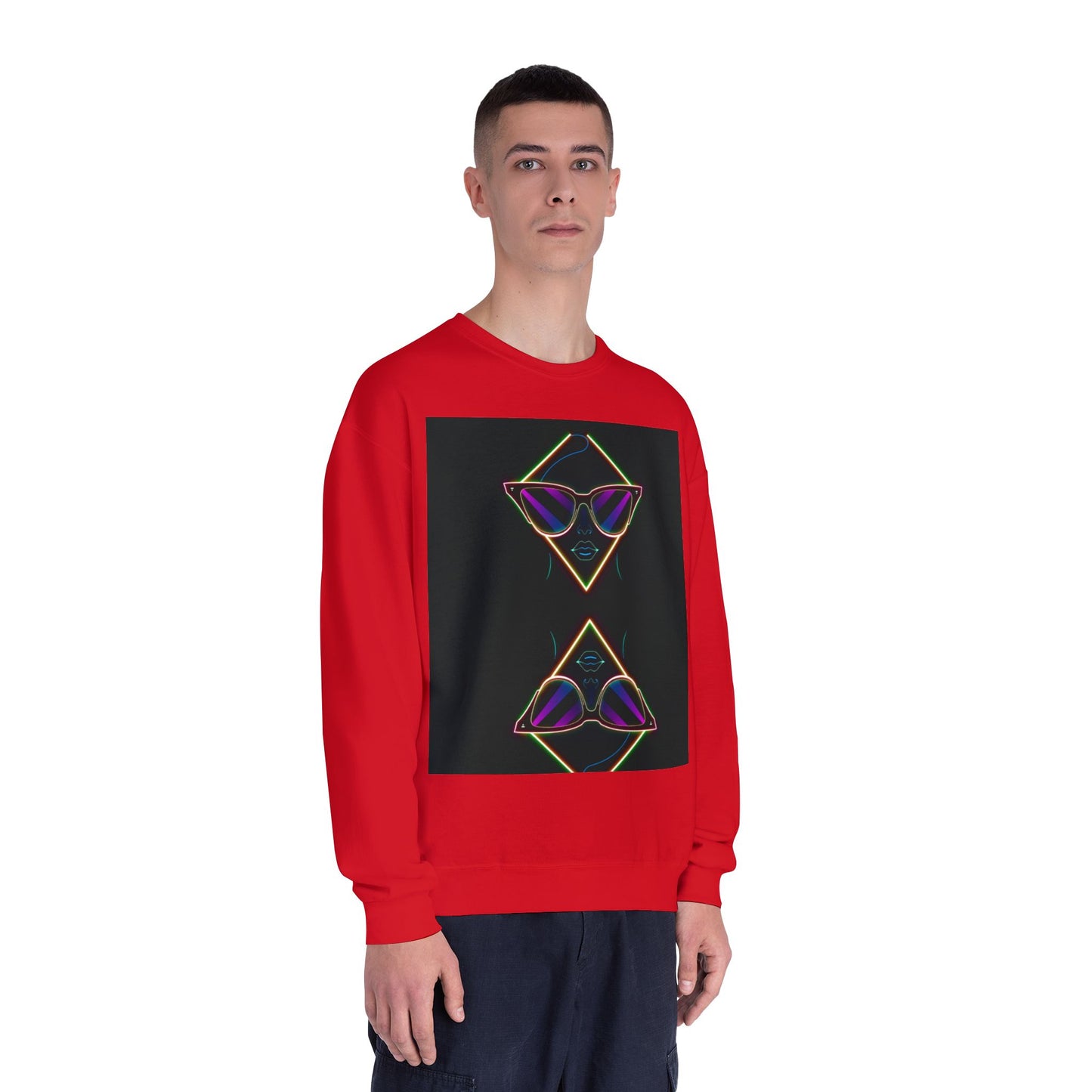 Retro Vibes Crewneck Sweatshirt with Sunglasses Design