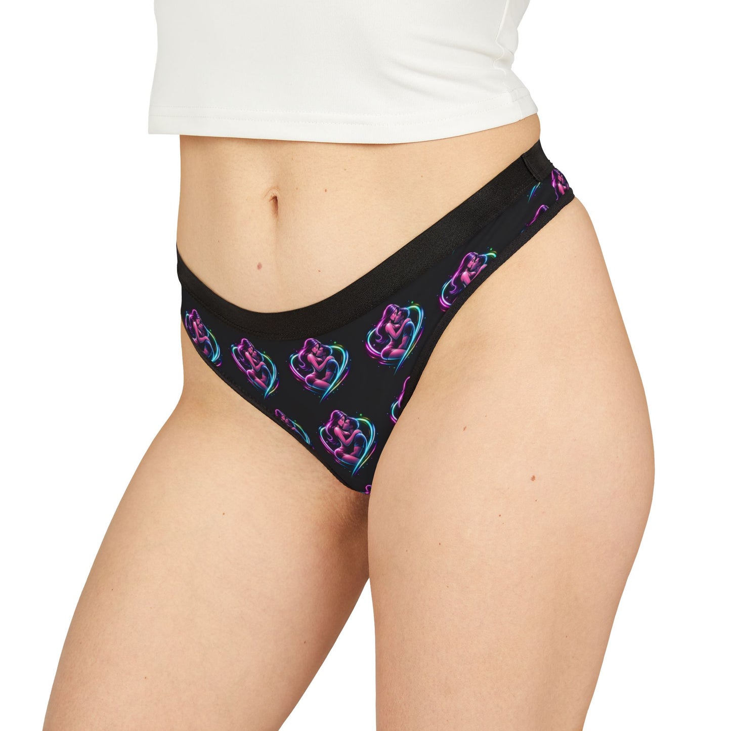 Neon Rose Heart Thong — Women's Floral Lingerie
