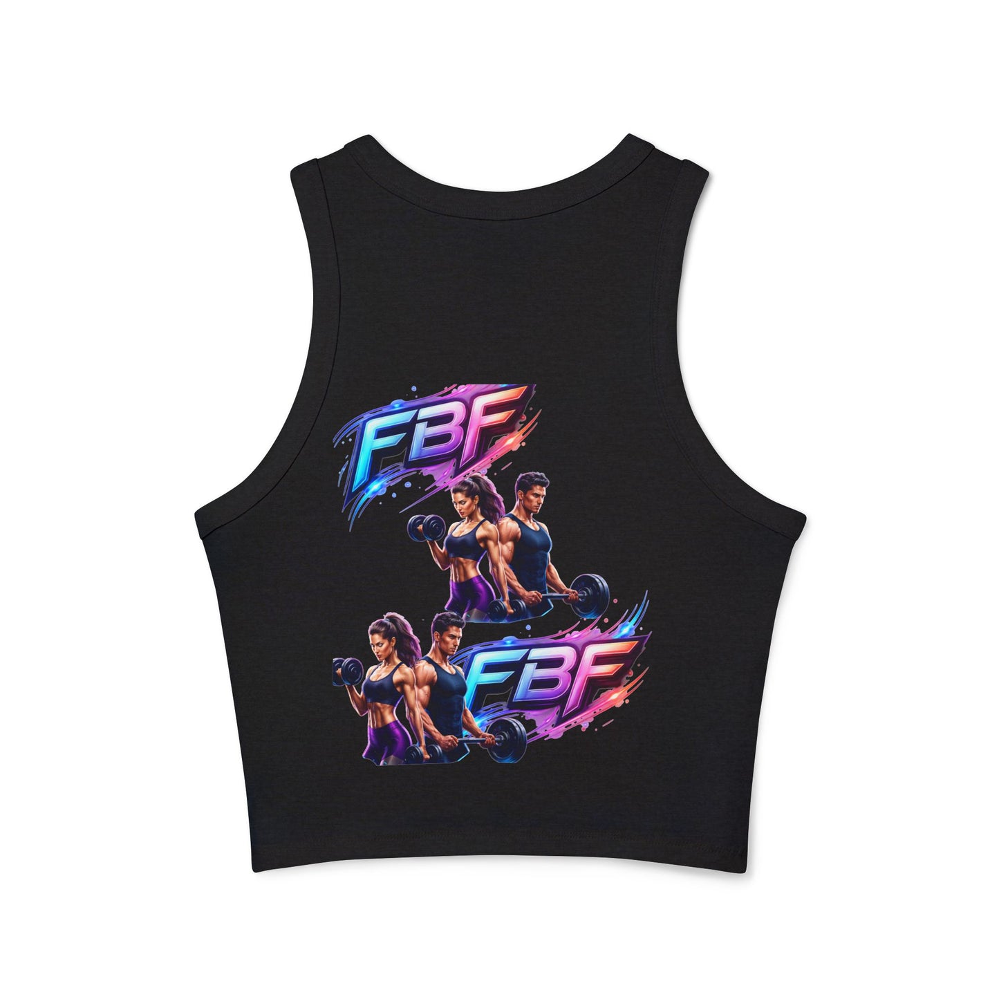 Fitness Racer Tank Top — 'FBF' Weightlifting Graphic Women's Micro Rib Tank