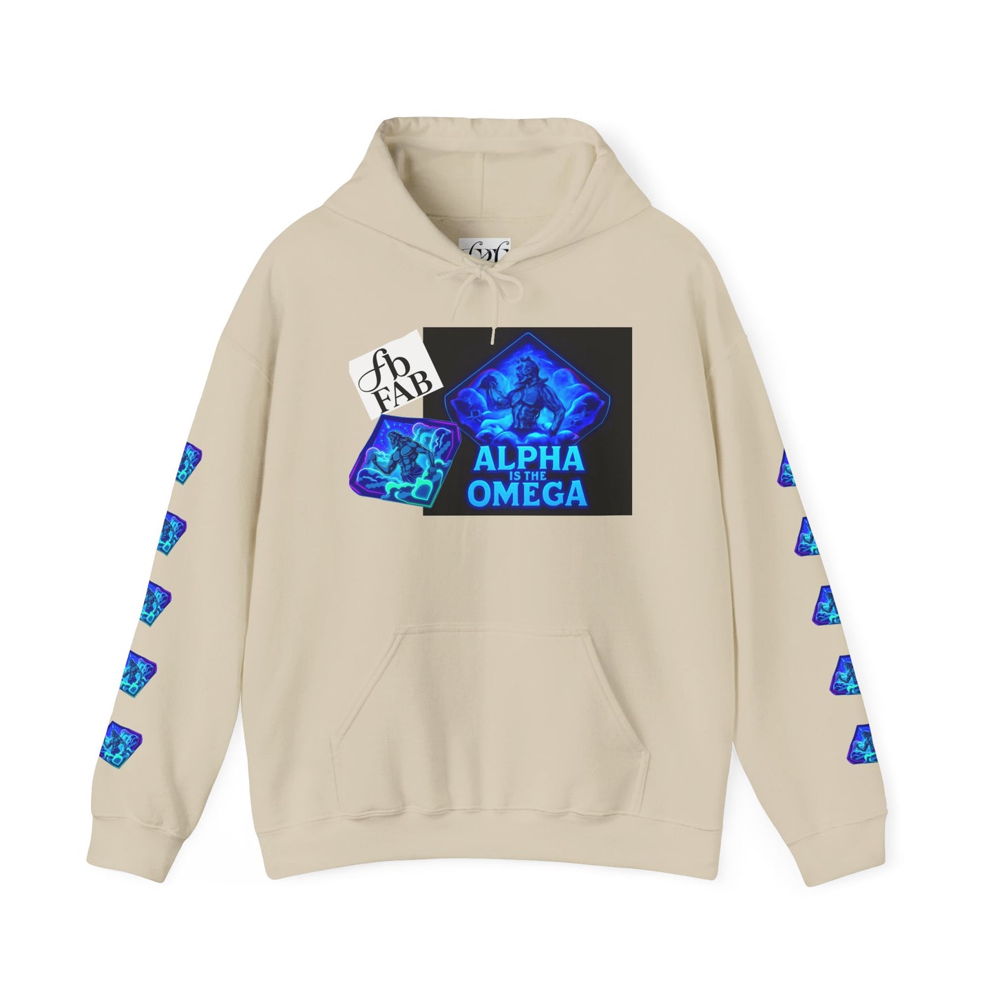 Alpha is the Omega Graphic Hoodie — Blue Retro Logo Pullover