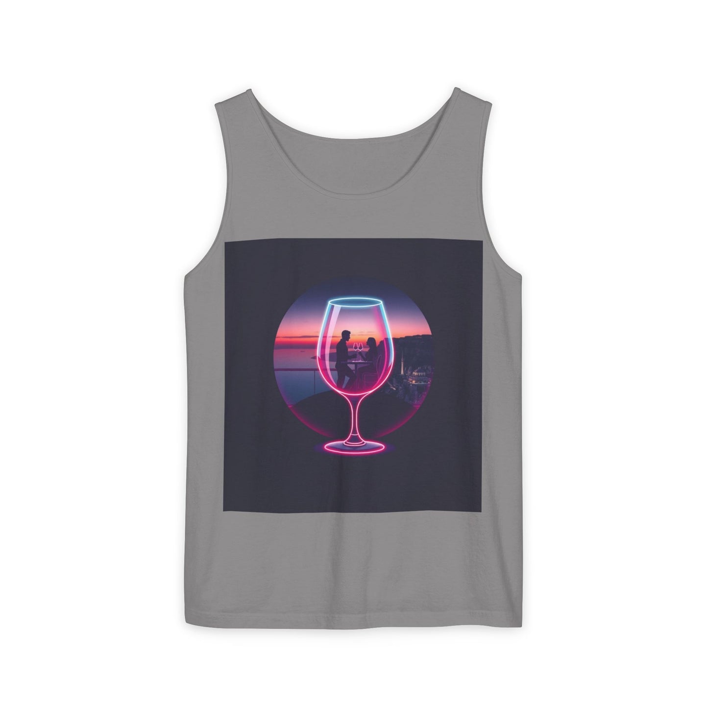 Sunset Vibes Tank Top, Casual Summer Wear, Beach Apparel, Wine Lover Gift, Travel Fashion