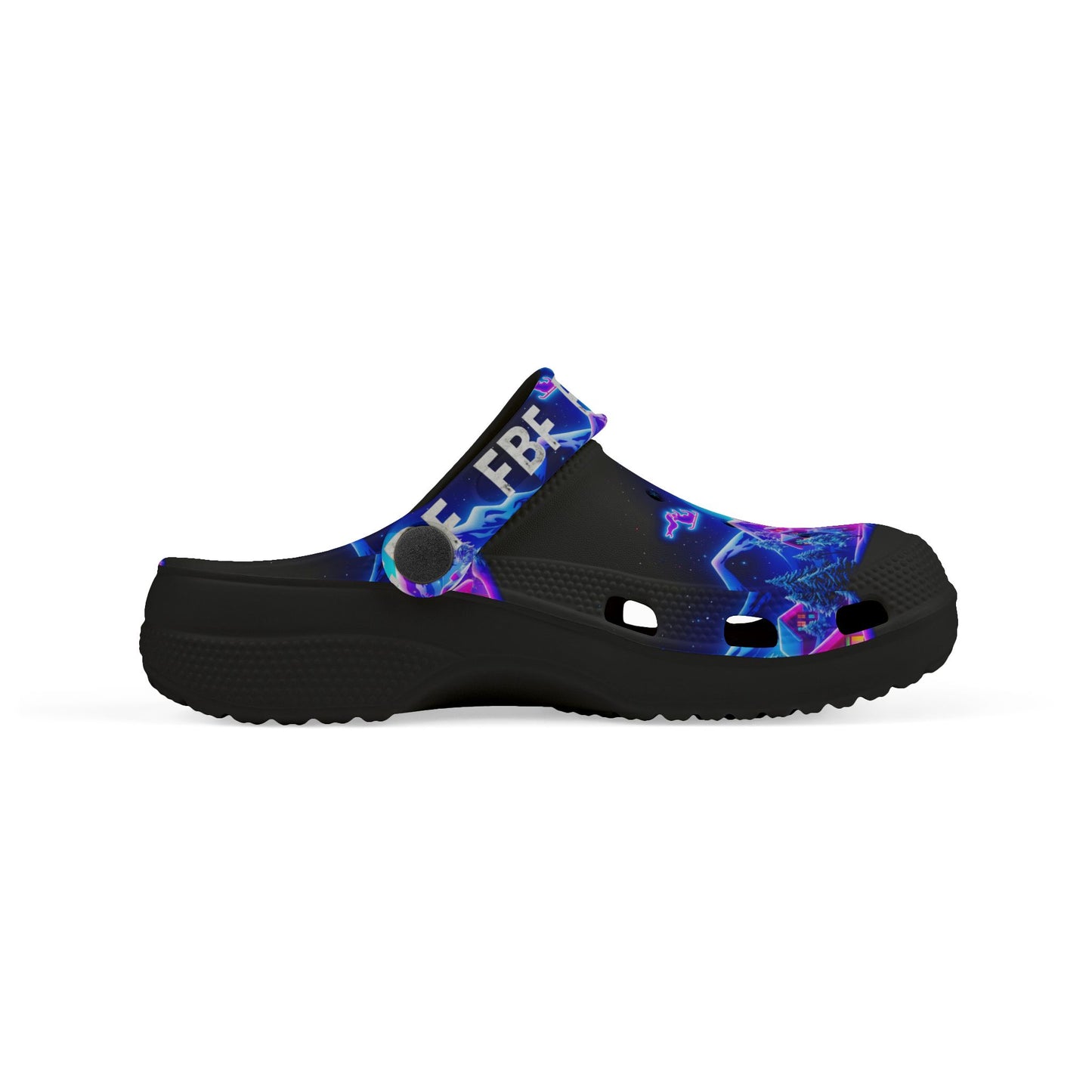 Kids Neon Galaxy Clogs — Colorful Electric Space Print EVA Foam Shoes