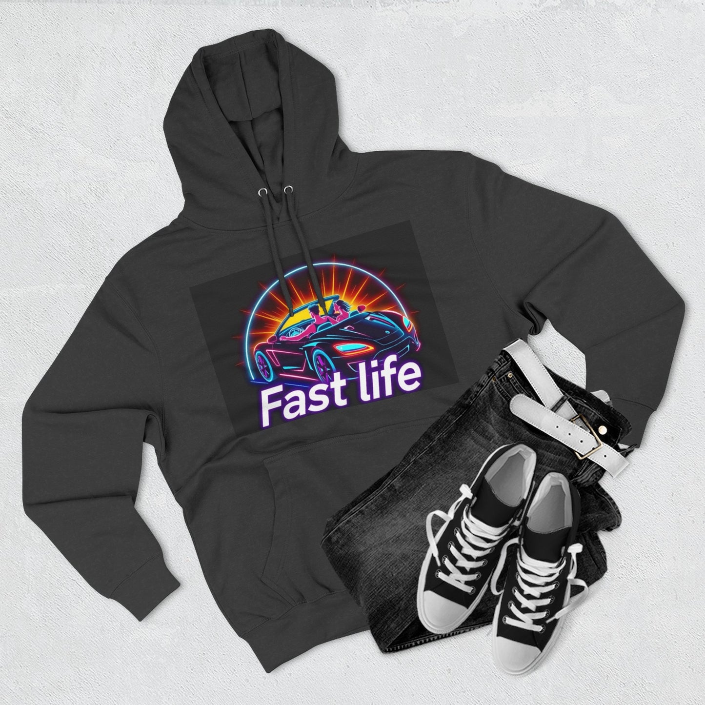 Fast Life Fleece Hoodie for Car Enthusiasts