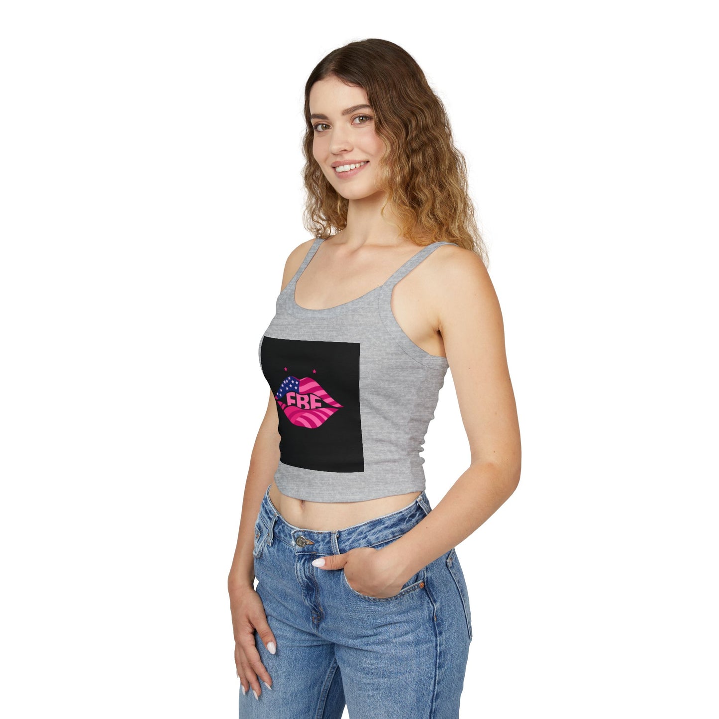 Women's Spaghetti Strap Tank Top - USA Pride Design, Summer Outfit, Festival Wear, Fourth of July Essential, Casual Top, Trendy Apparel