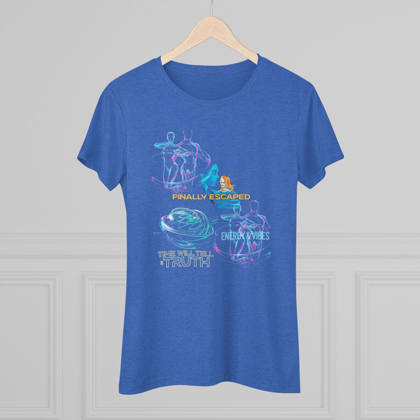 “No Breadcrumbs Unless on a Cutlet” Womens Tee — Funny Neon Cat & Rooster Graphic T-Shirt