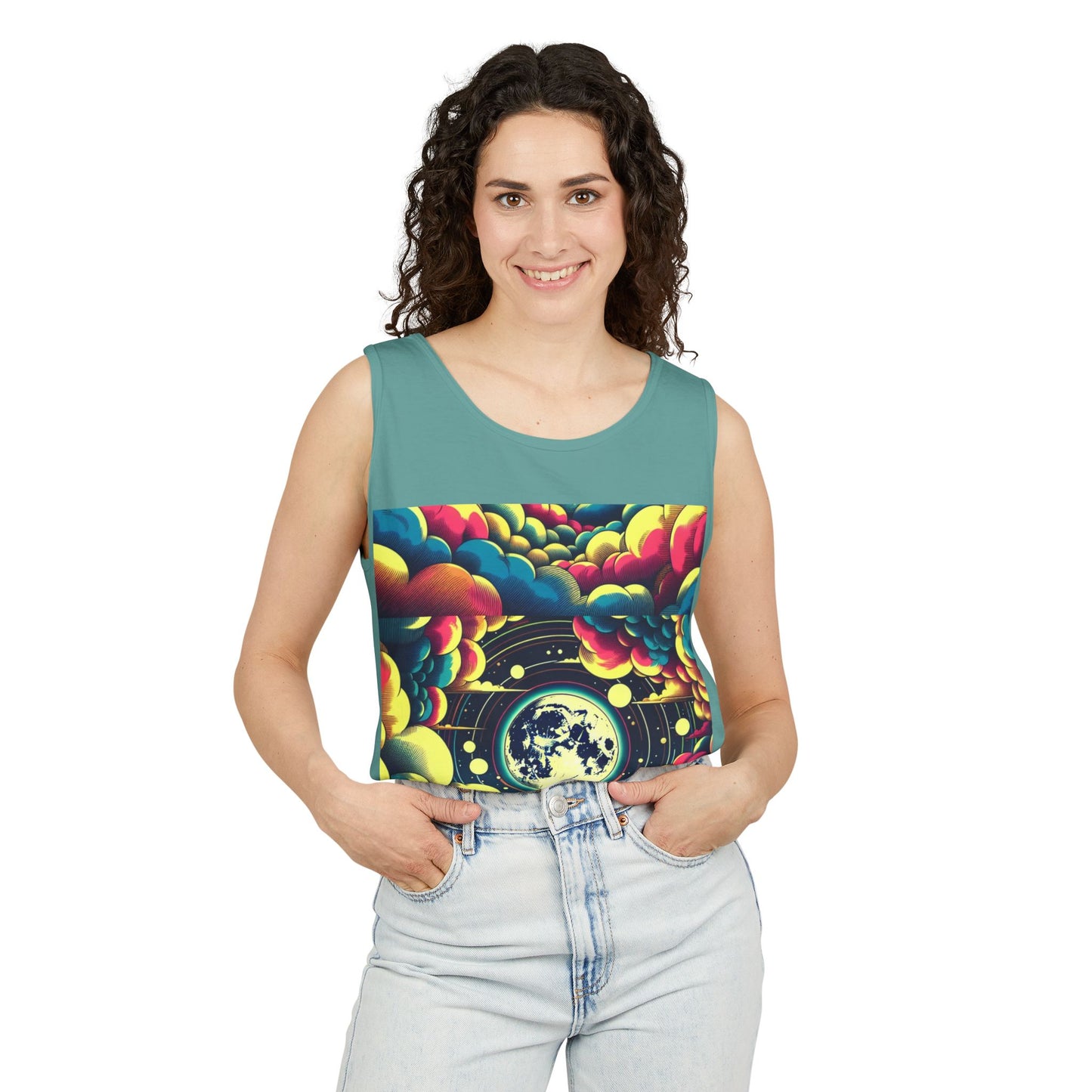 Vibrant Art Tank Top, Colorful Summer Tee, Graphic Beachwear, Boho Casual Top, Unique Gift for Art Lovers, Festival Attire
