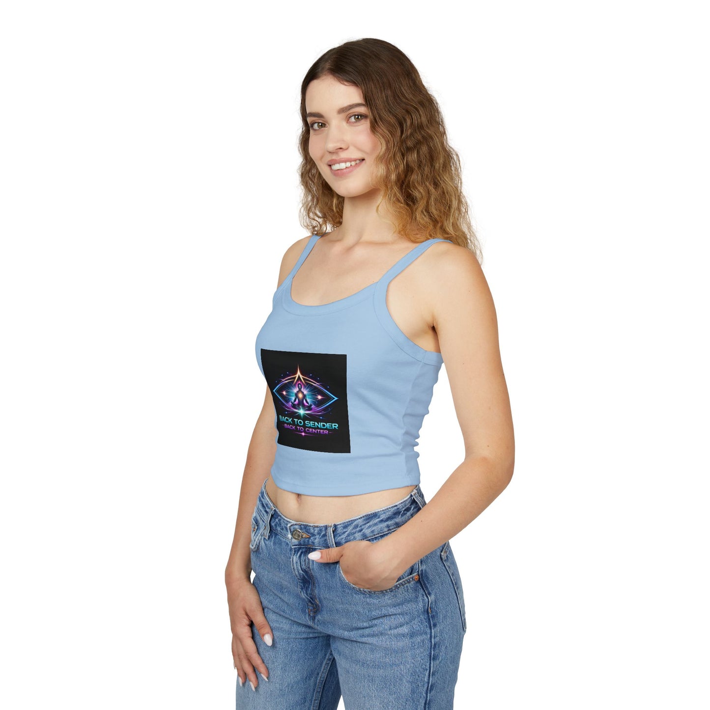 Spaghetti Tank - "Back to Sender, Back to Center" Mystic Chakra Design