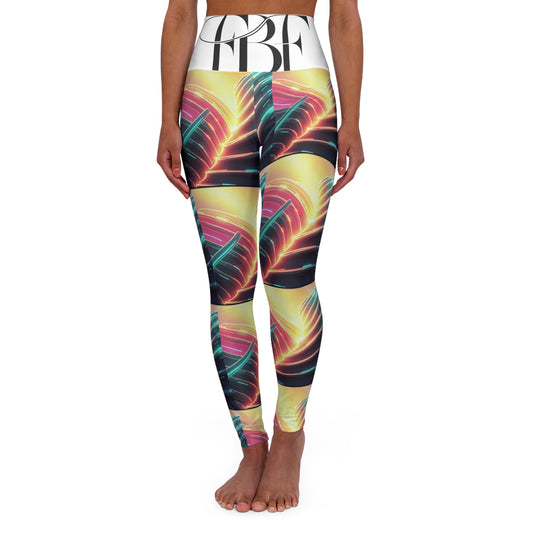 High Waisted Yoga Leggings with Vibrant Leaf Print, Trendy Activewear, Fitness Apparel, Yoga Pants, Gym Leggings, Gifting for Her