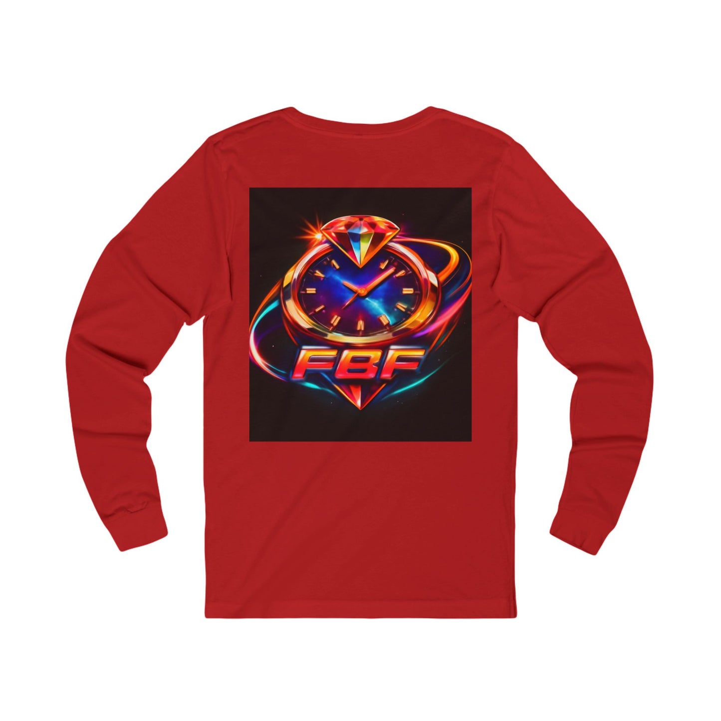 FBF Neon Clock Long Sleeve Tee — Retro Futuristic Timepiece Graphic Shirt