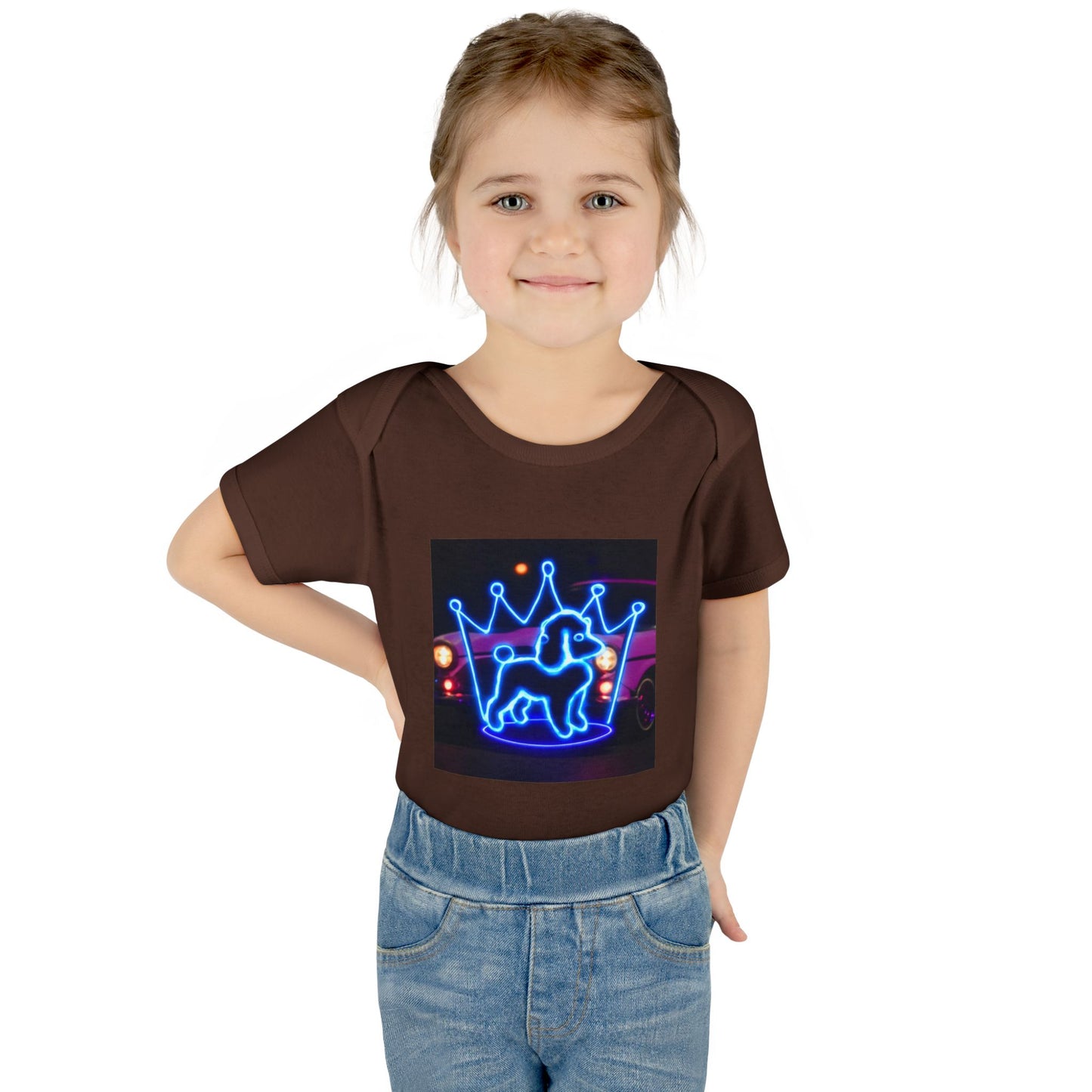 Neon Dog Crown Baby Bodysuit, Cute Infant Outfit, Baby Shower Gift, Newborn Clothes, Pet Lover Apparel, Birthday Gift for Baby