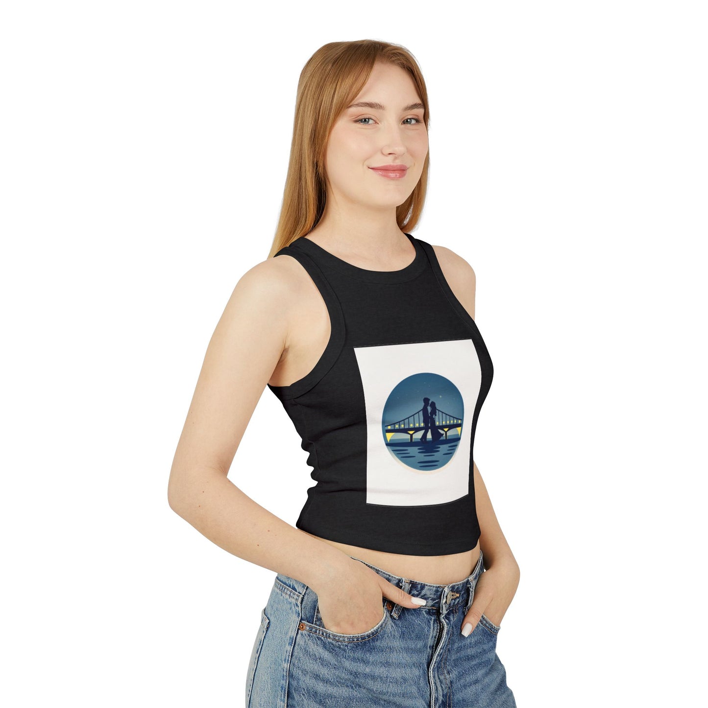 Cozy Women's Micro Rib Racer Tank Top with Bridge Design