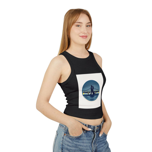 Cozy Women's Micro Rib Racer Tank Top with Bridge Design
