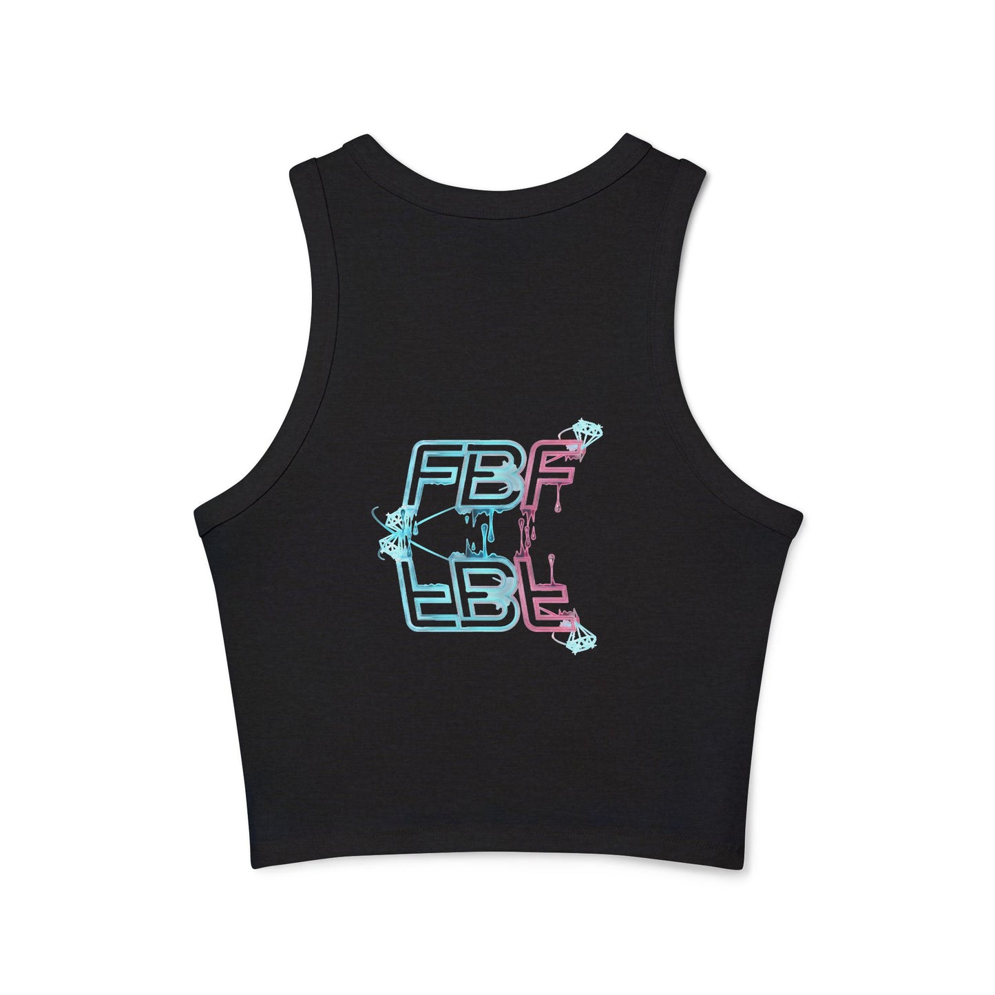 Racer Tank Top — Pastel Drip 'FBF' Bubble Graphic