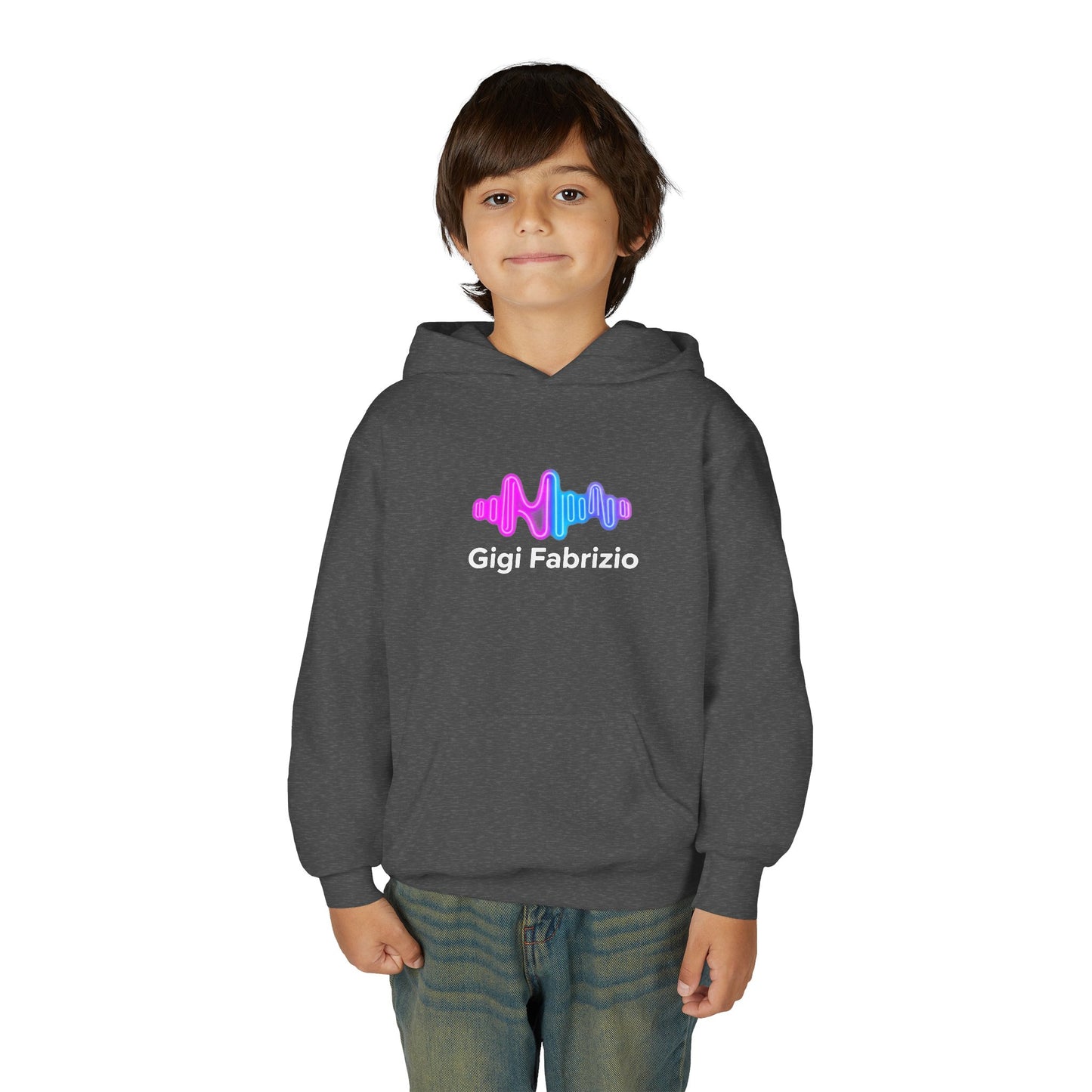 Youth Hoodie with Pastel Soundwave & FBF Back Print – Cute Music Graphic Pullover