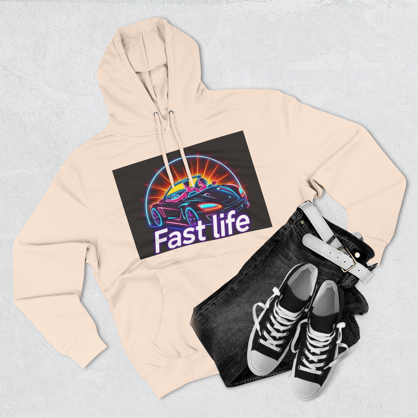 Fast Life Fleece Hoodie for Car Enthusiasts
