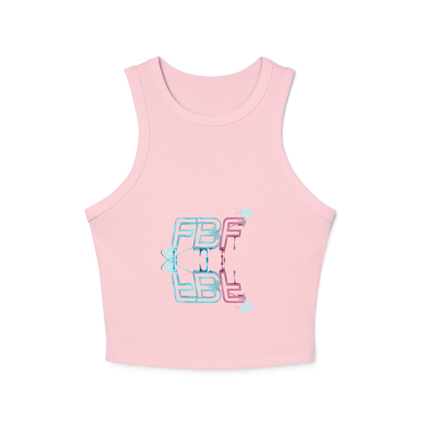 Racer Tank Top — Pastel Drip 'FBF' Bubble Graphic