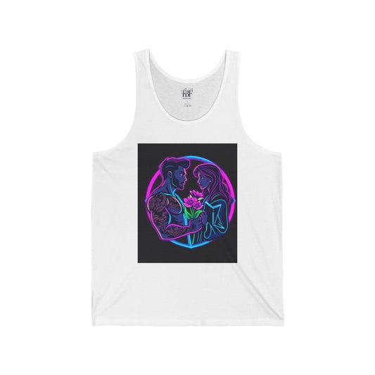 Couples Embrace Jersey Tank - Romantic Floral Design