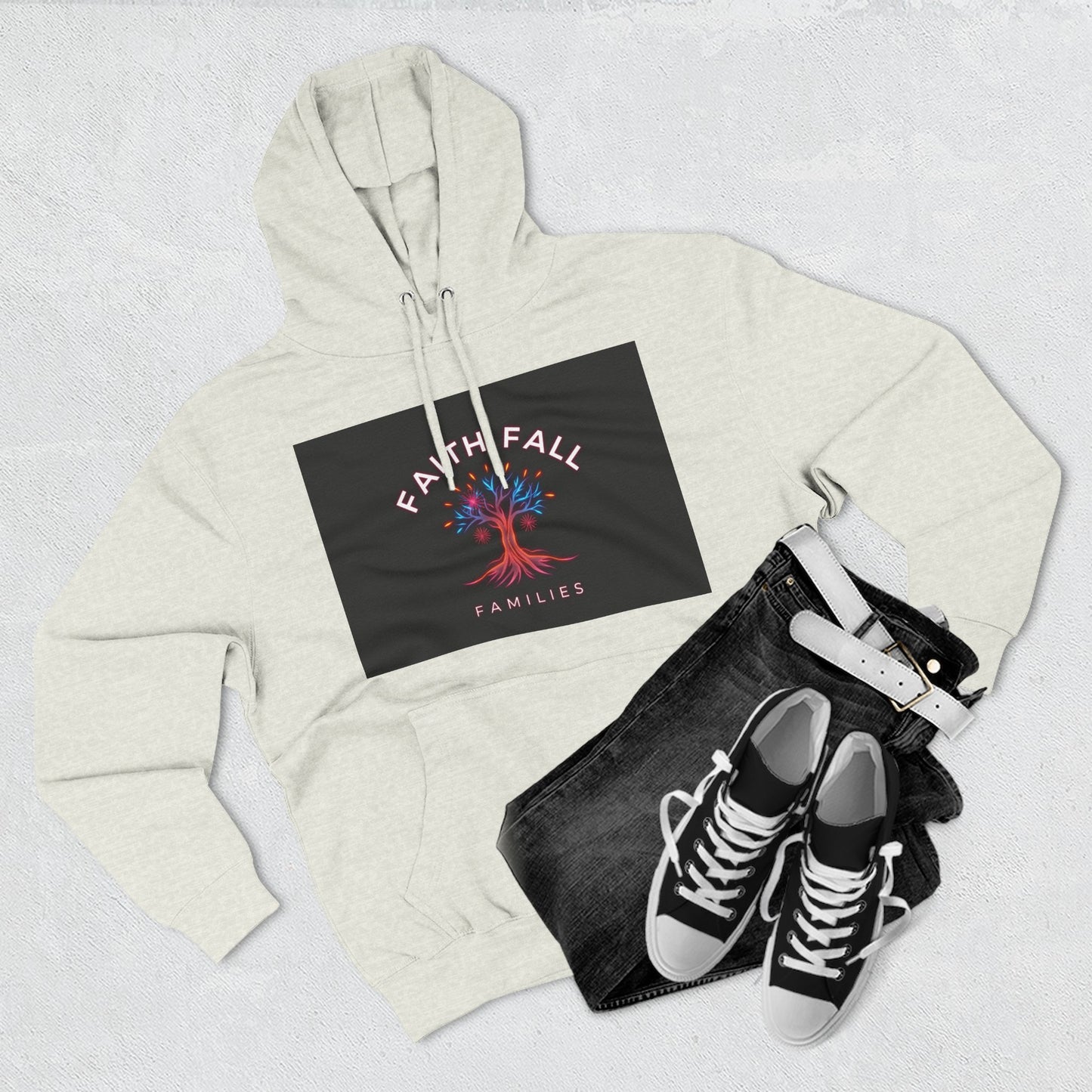 Faith Fall Families Fleece Hoodie, Gift for Faithful Friends, Cozy Layer, Casual Wear, Fall Fashion, Trendy Outfits, Family Gatherings