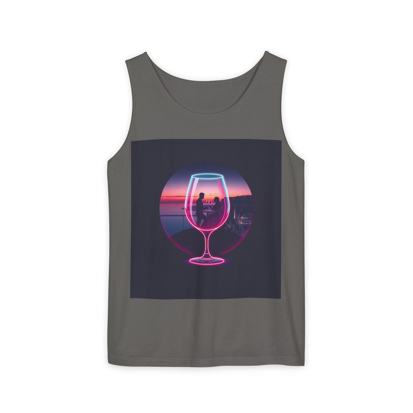 Sunset Vibes Tank Top, Casual Summer Wear, Beach Apparel, Wine Lover Gift, Travel Fashion