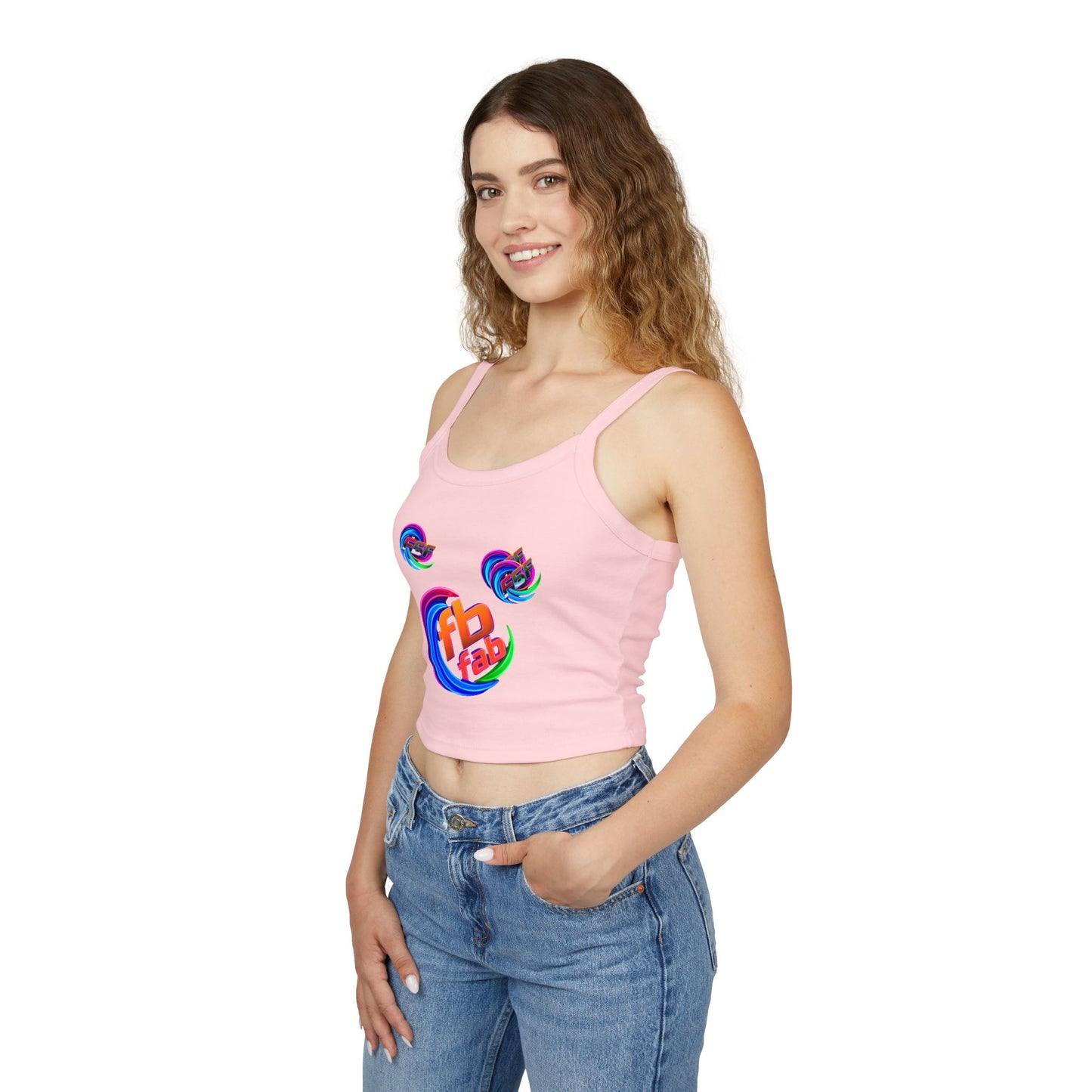 Women's Crop Tank Top — Colorful 'fb fab' Retro Swirl Graphic