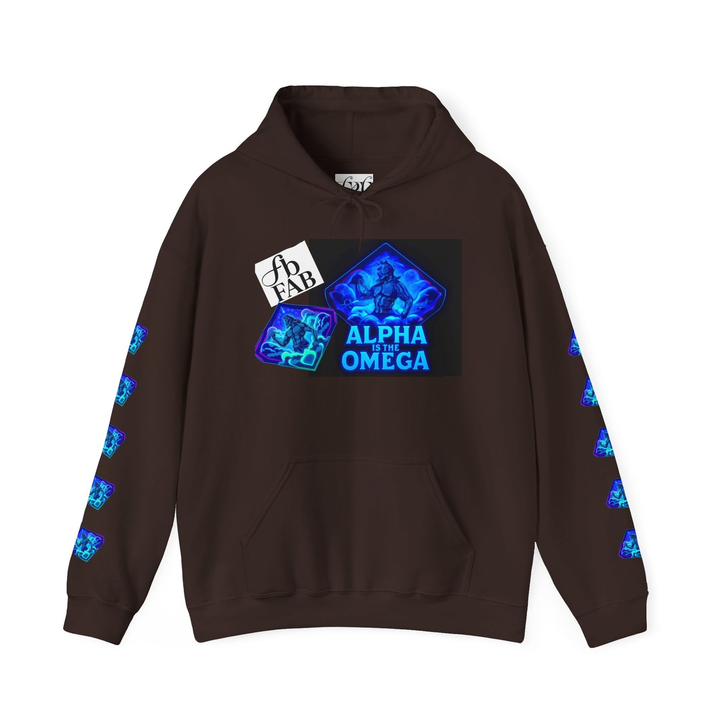 Alpha is the Omega Graphic Hoodie — Blue Retro Logo Pullover