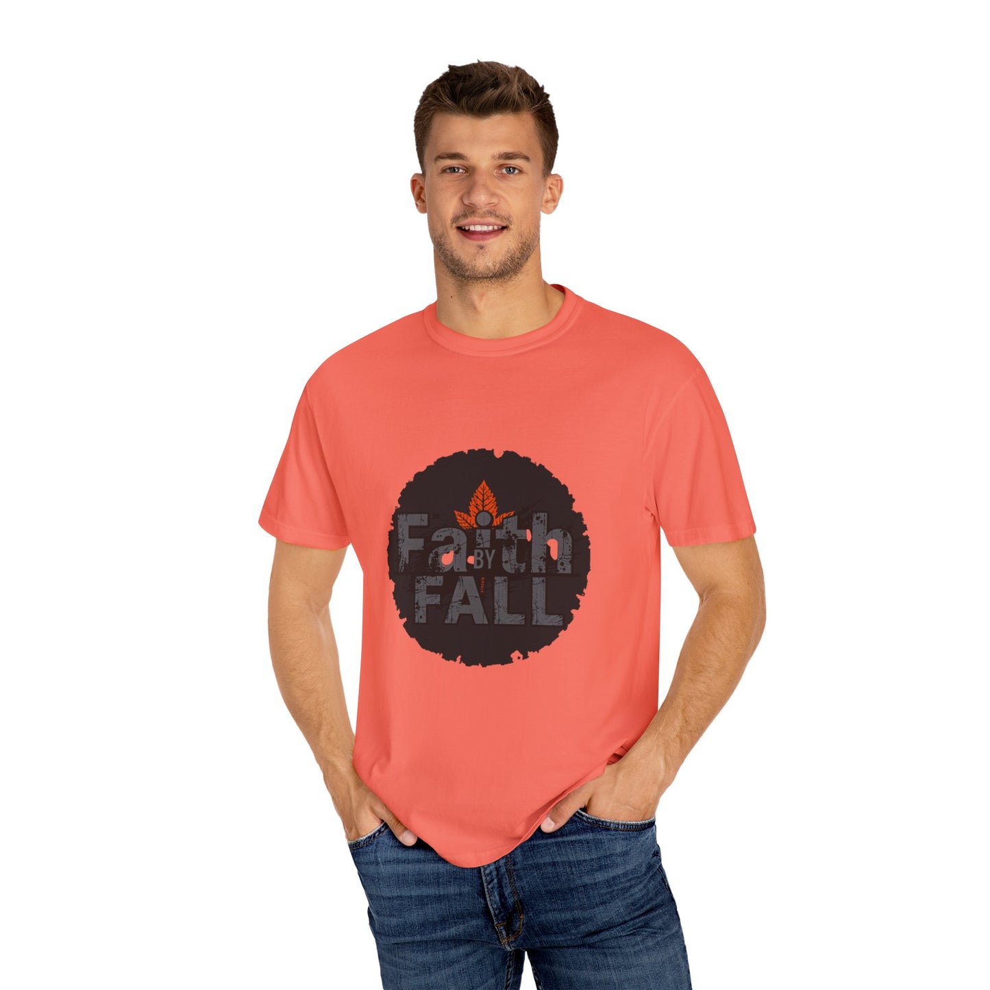 Faith by Fall Unisex Garment-Dyed T-Shirt, Cozy Casual Wear, Autumn Style Top, Inspirational Tee, Fall Fashion, Gift for Him/Her
