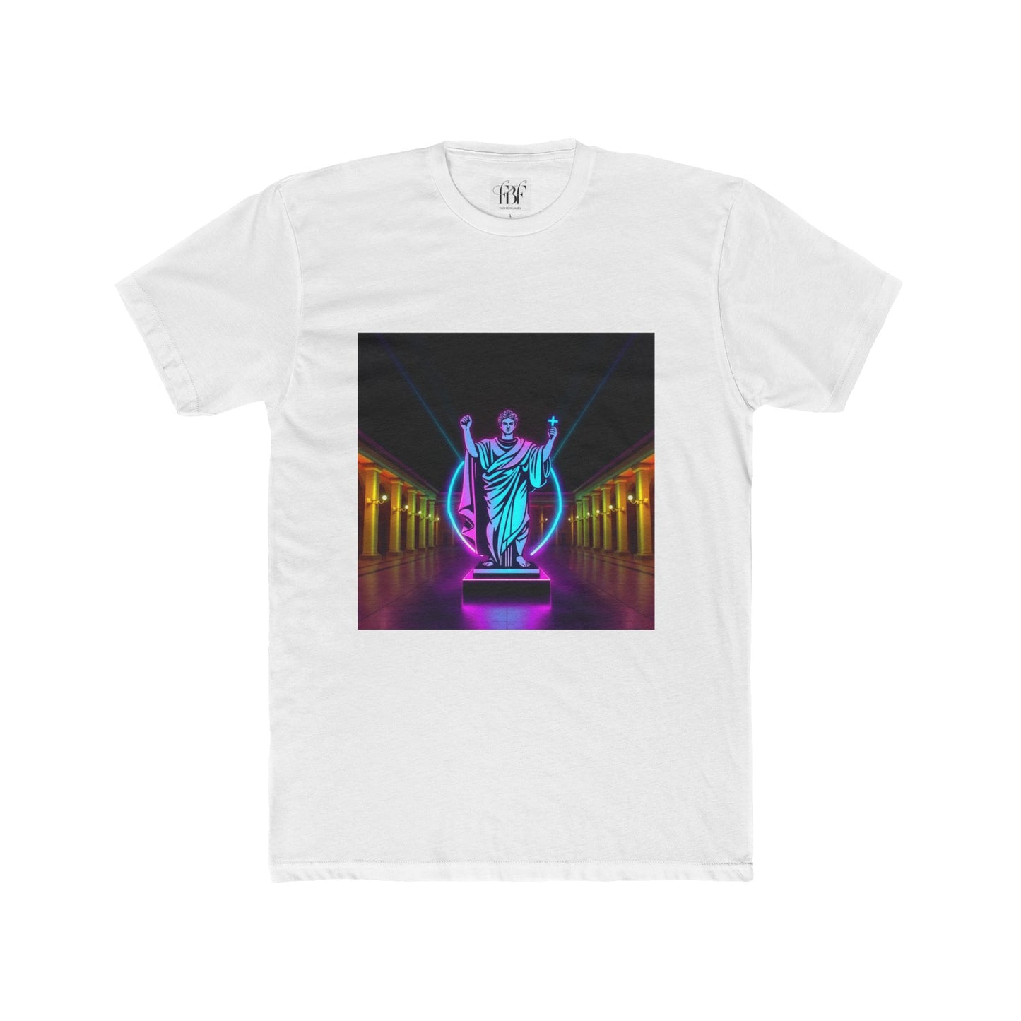 Neon Roman Statue T‑Shirt — Retro Futuristic Vaporwave Tee