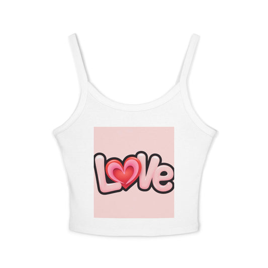 Cute Love Graphic Women's Spaghetti Strap Tank Top - Perfect for Valentine's Day and Casual Style