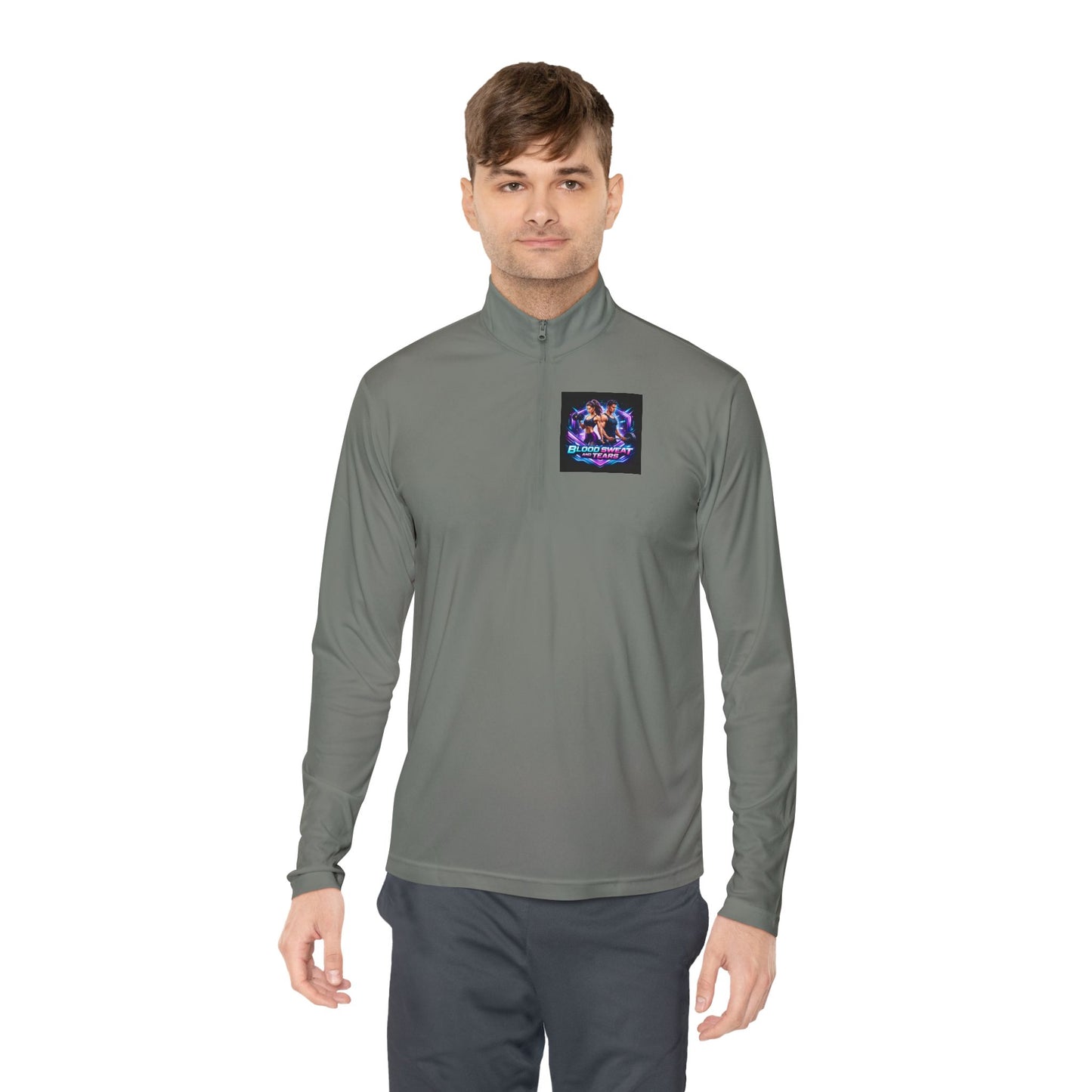Quarter-Zip Pullover — Retro Neon Graphic with "Forever Fashion" Logo
