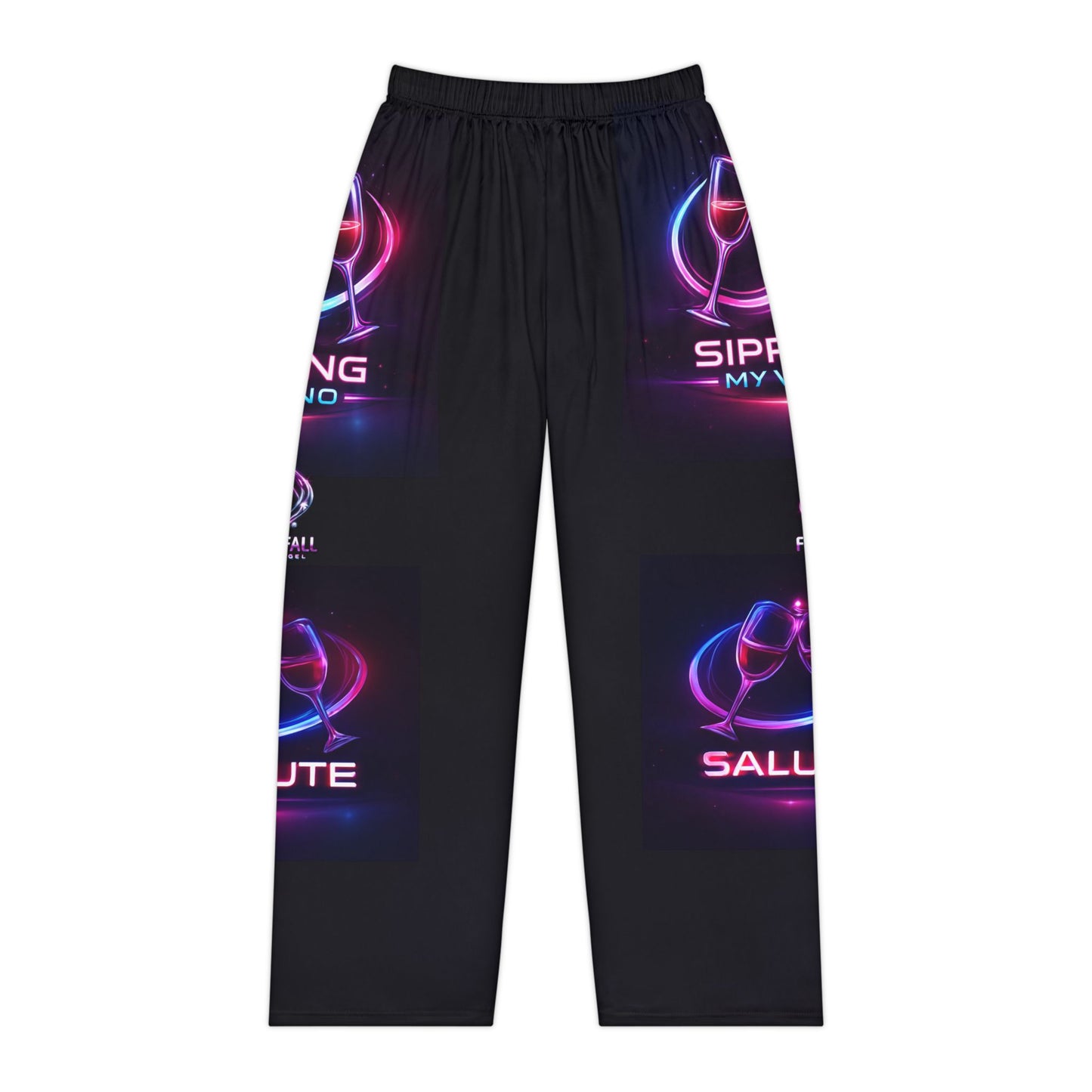 Neon Wine Night Women's Pajama Pants — 'Sipping My Vino' All-Over Print Lounge Pants