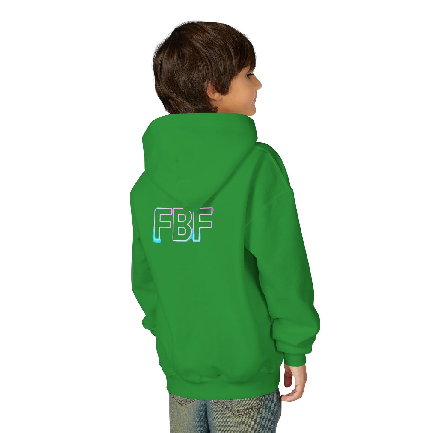 Youth Hoodie with Pastel Soundwave & FBF Back Print – Cute Music Graphic Pullover