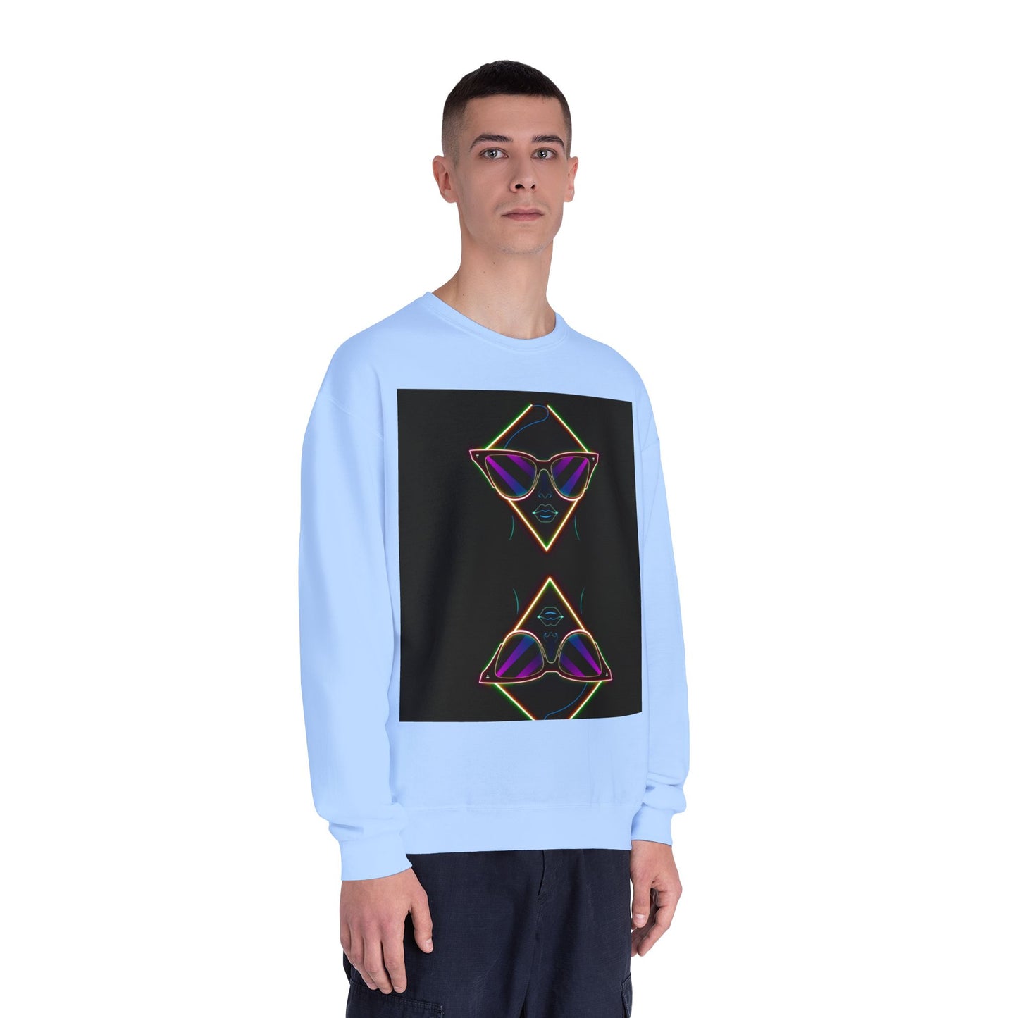 Retro Vibes Crewneck Sweatshirt with Sunglasses Design