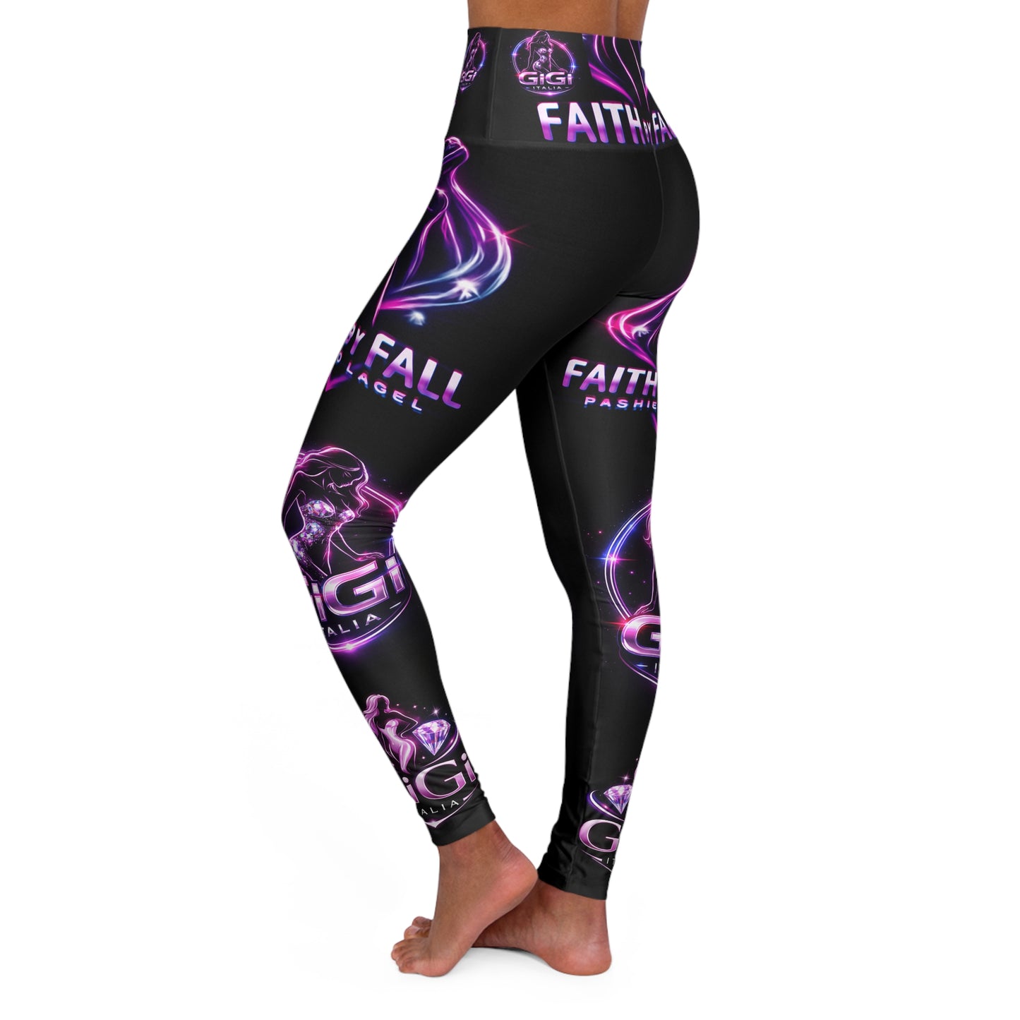 High-Waist 'Faith By Fall' Neon Galaxy Yoga Leggings