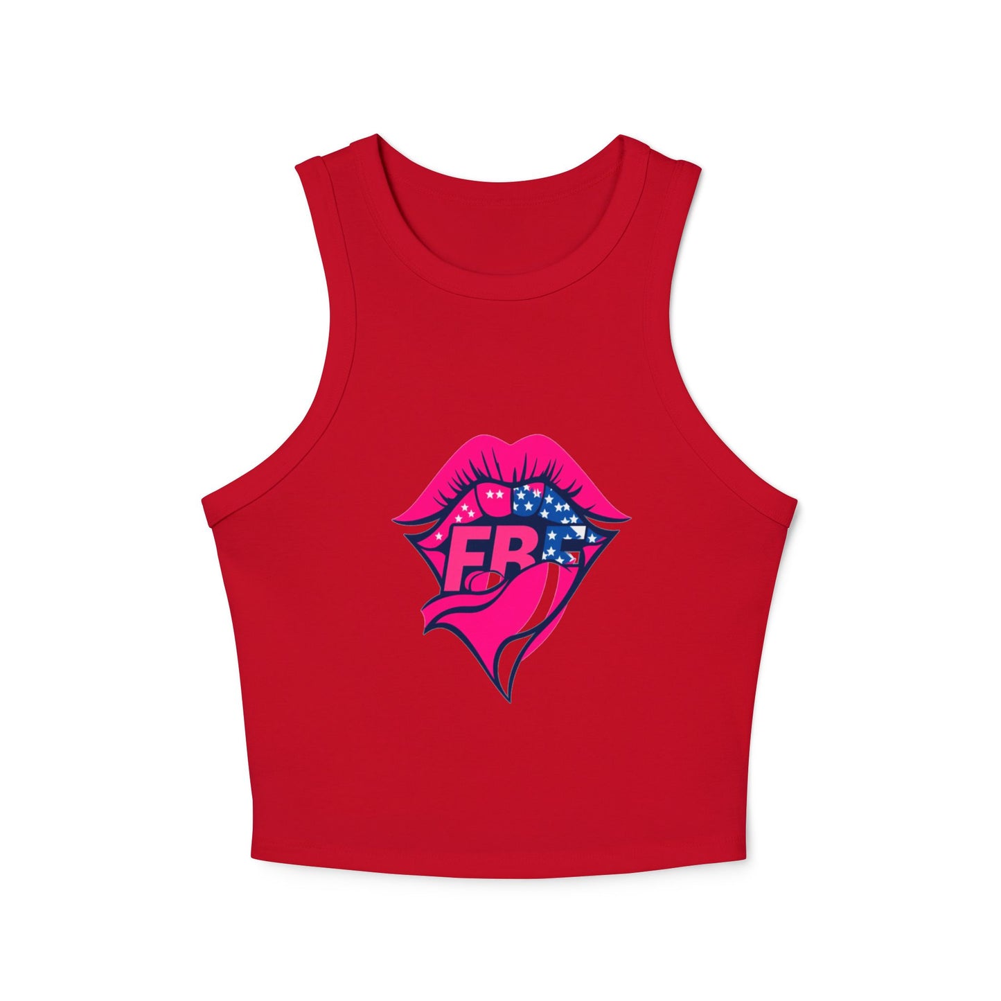 Trendy Women's Ribbed Racer Tank Top, Casual Summer Top, Graphic Crop Tank, Festival Wear, Cute Workout Shirt