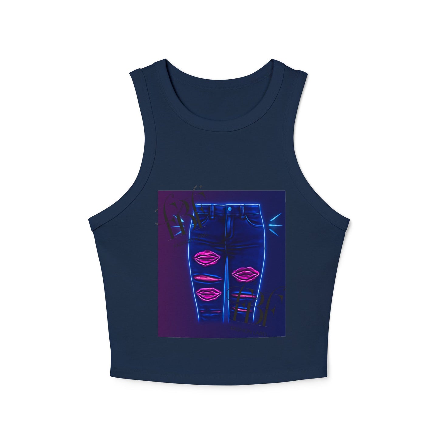 Chic Graphic Racer Tank Top, Casual Wear, Summer Essential, Trendy Apparel, Street Style, Festival Outfit