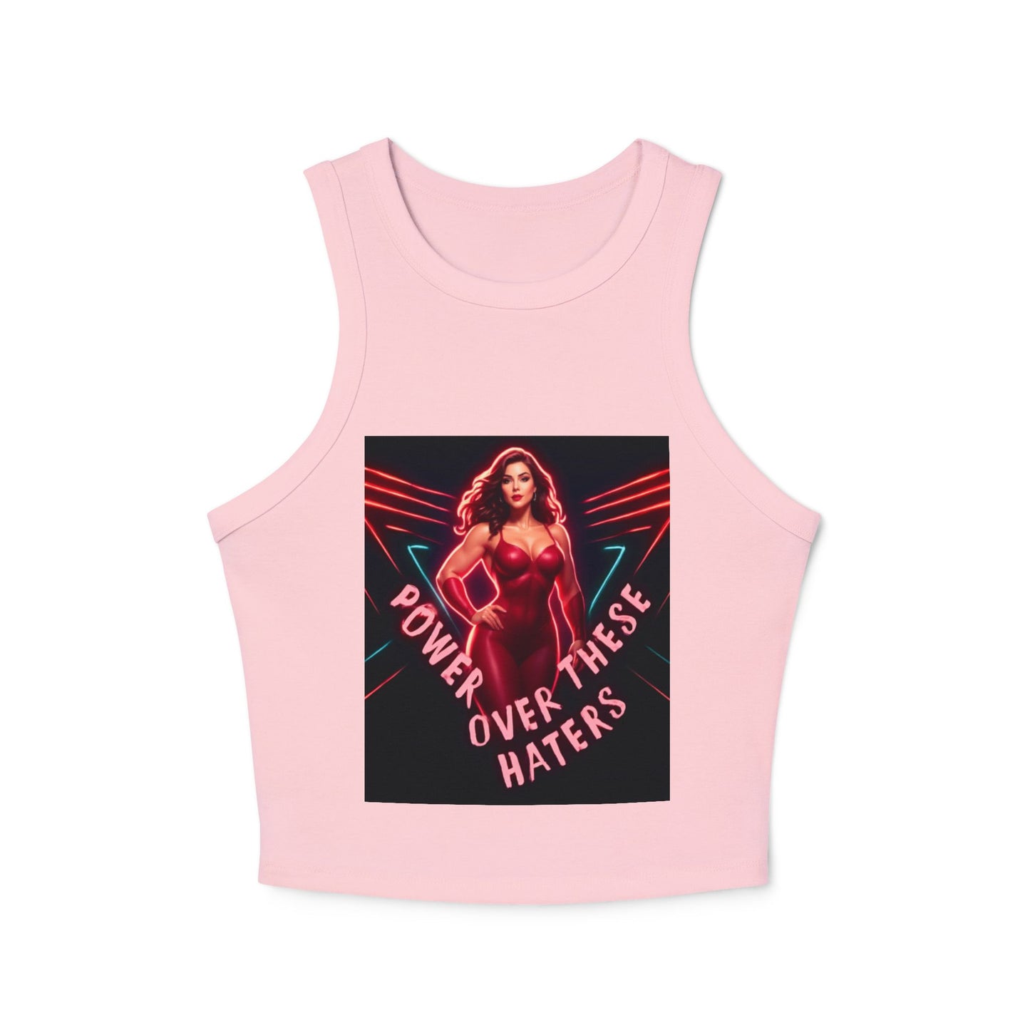 Power Over These Haters Racer Tank Top — FBF Neon Graphic Crop