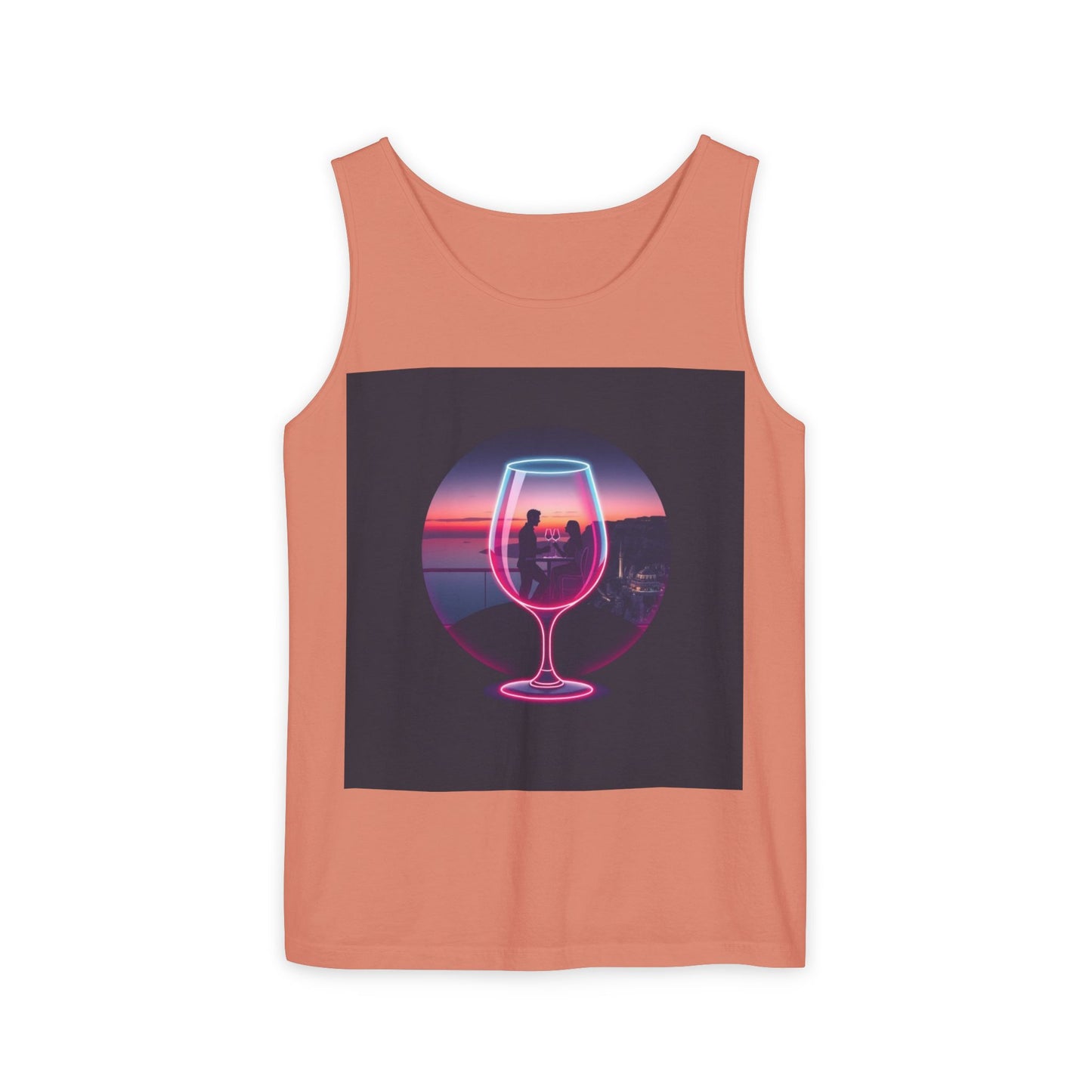 Sunset Vibes Tank Top, Casual Summer Wear, Beach Apparel, Wine Lover Gift, Travel Fashion