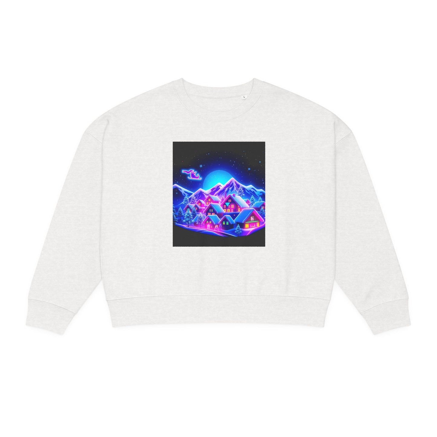 Alma Organic Crewneck Sweatshirt — Neon Retro Mountains Graphic
