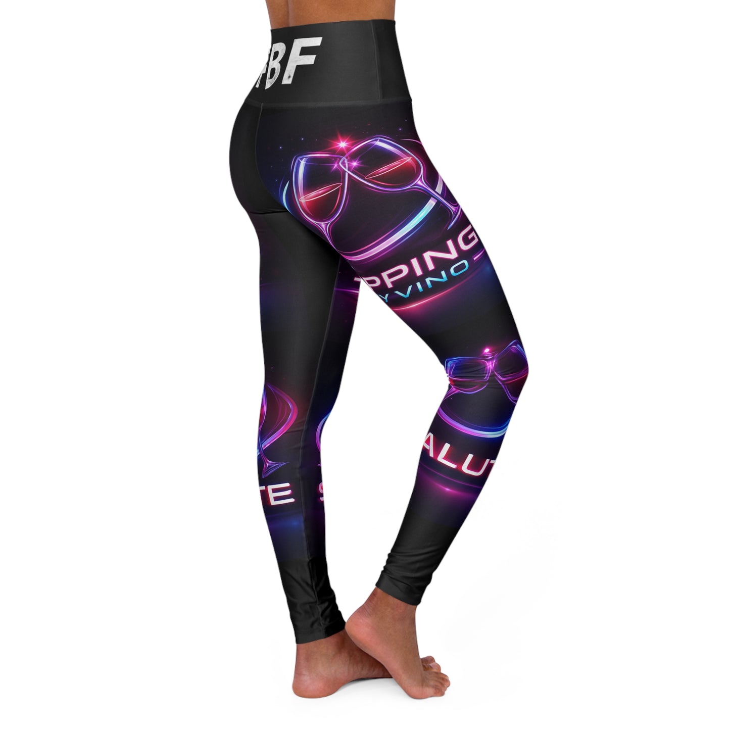 Neon Sipping Vibes High-Waist Yoga Leggings